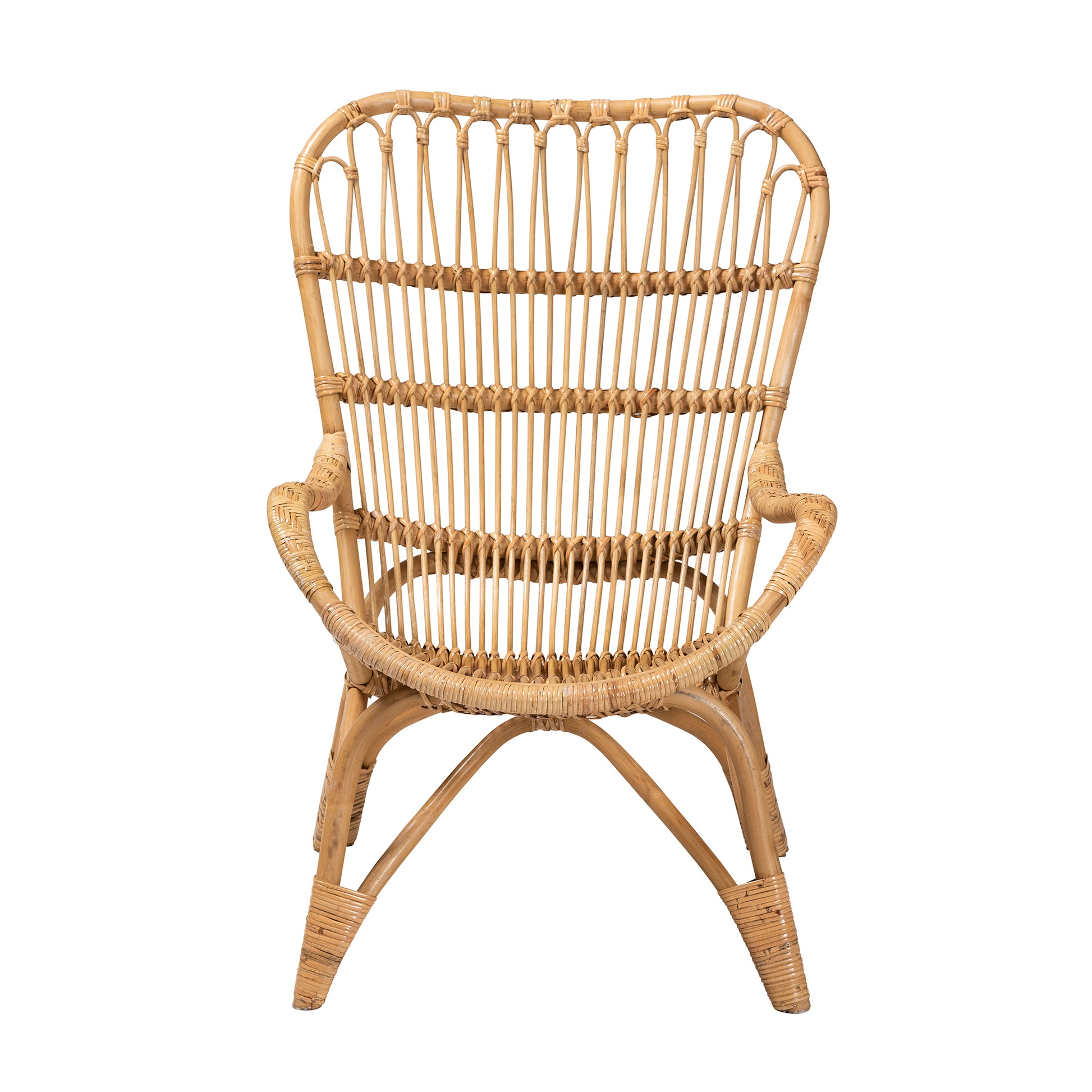 Baxton Studio bali & pari Earvin Modern Bohemian Natural Brown Rattan Armchair | Accent Chairs | Modishstore - 3