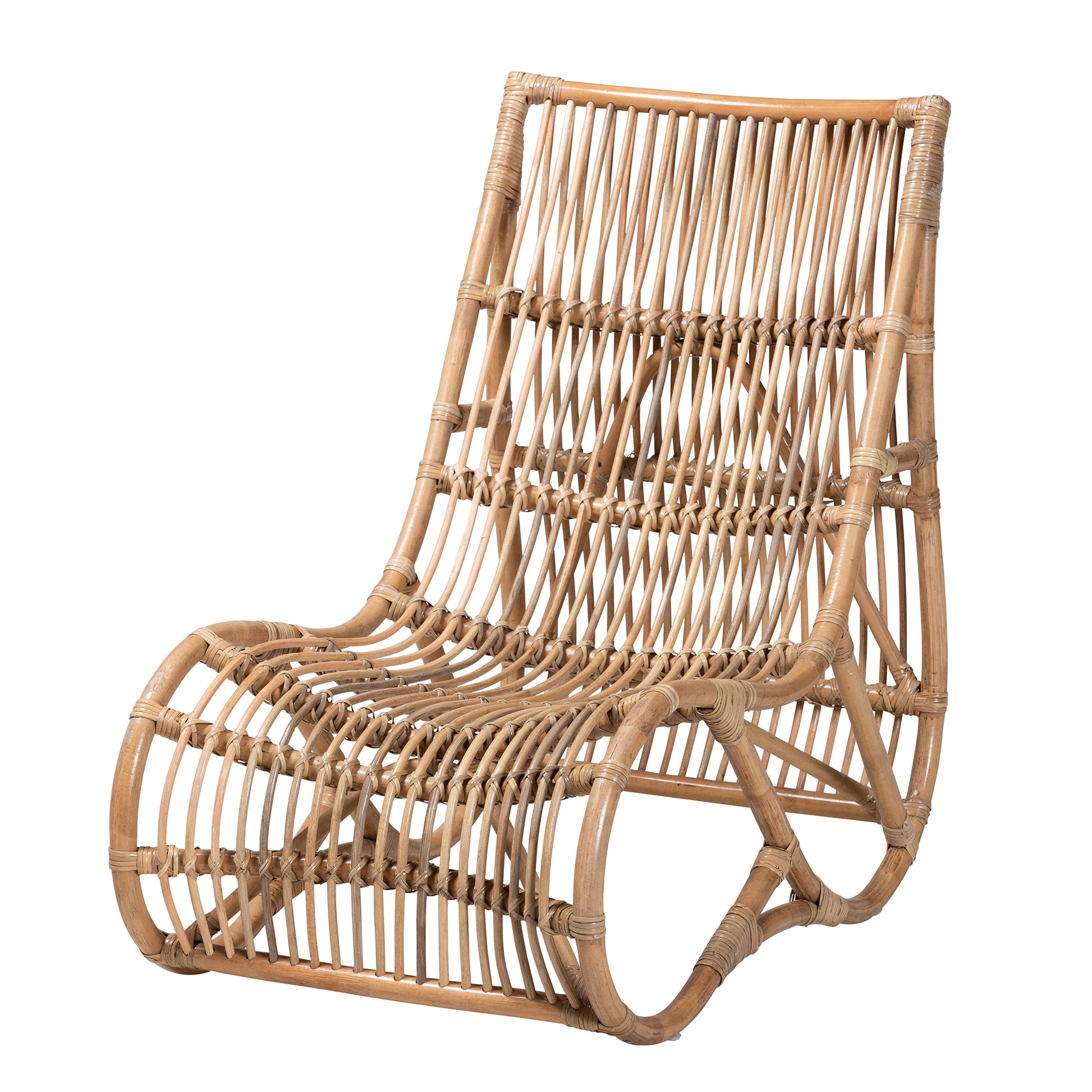 Baxton Studio bali & pari Genera Modern Bohemian Natural Rattan Lounge Chair | Accent Chairs | Modishstore - 2