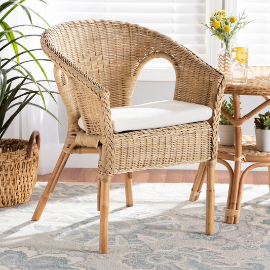 Baxton Studio bali & pari Abbey Modern Bohemian Natural Brown Antique Rattan Dining Chair | Dining Chairs | Modishstore