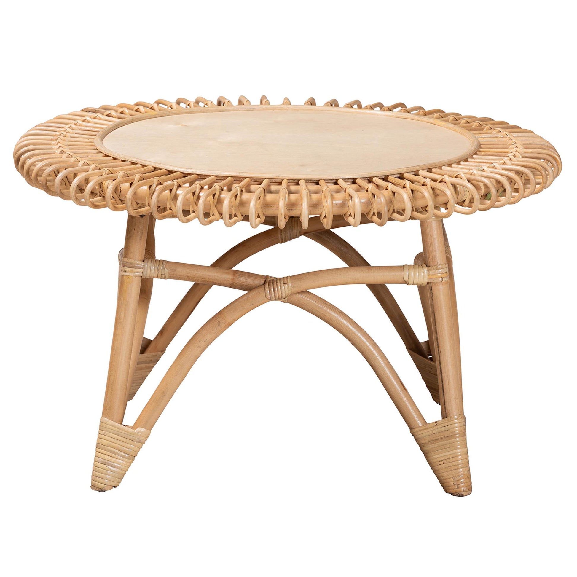 Baxton Studio bali & pari Elani Modern Bohemian Natural Rattan Coffee Table | Coffee Tables | Modishstore - 3