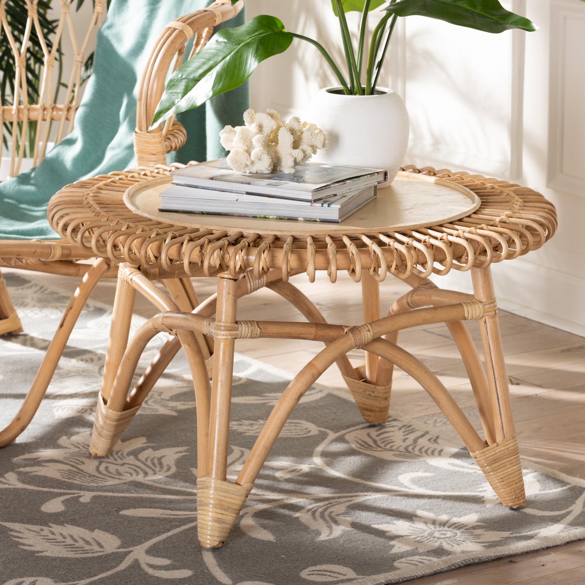 Baxton Studio bali & pari Elani Modern Bohemian Natural Rattan Coffee Table | Coffee Tables | Modishstore