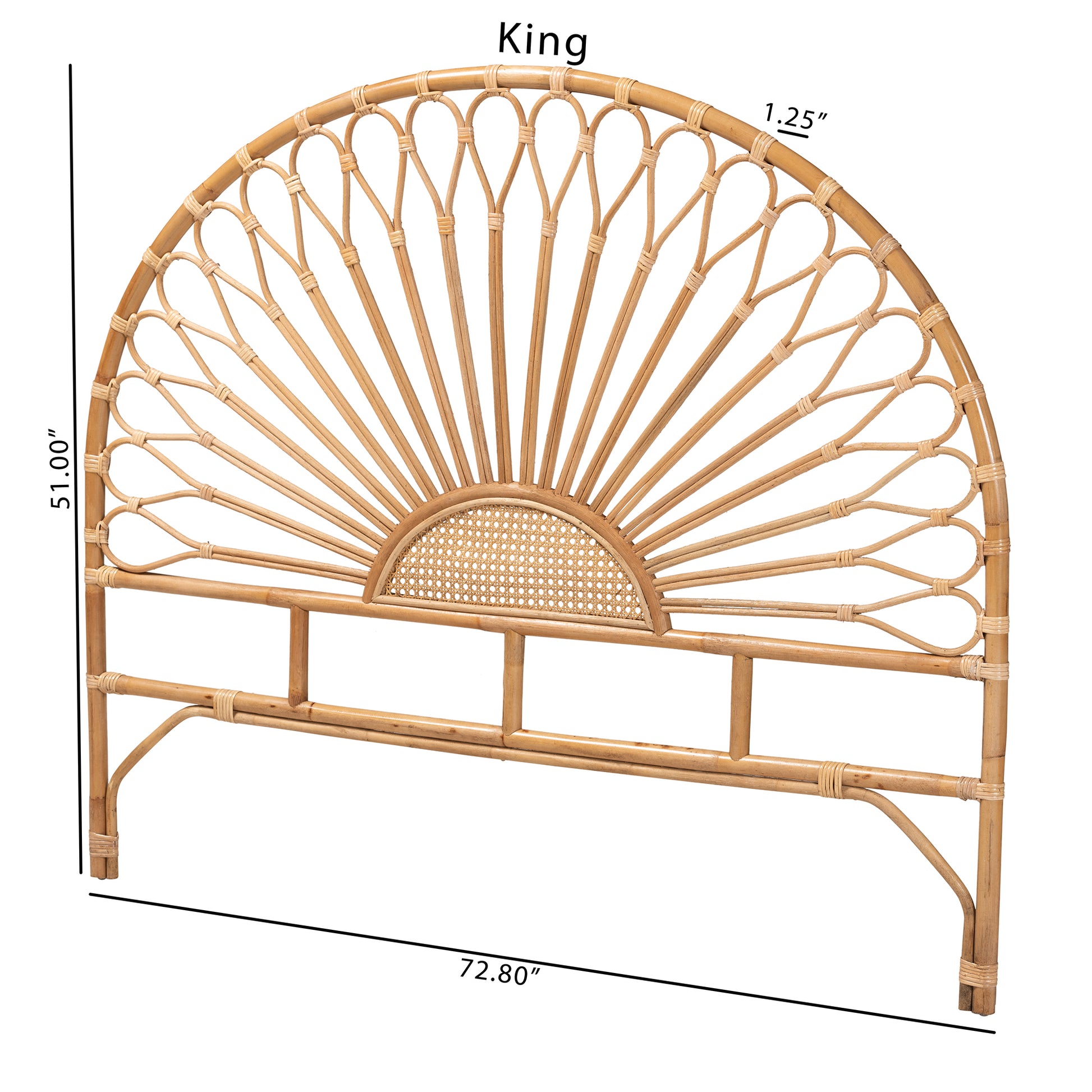 Baxton Studio bali & pari Perenna Modern Bohemian Natural Rattan King Size Standalone Headboard | Headboards | Modishstore - 8