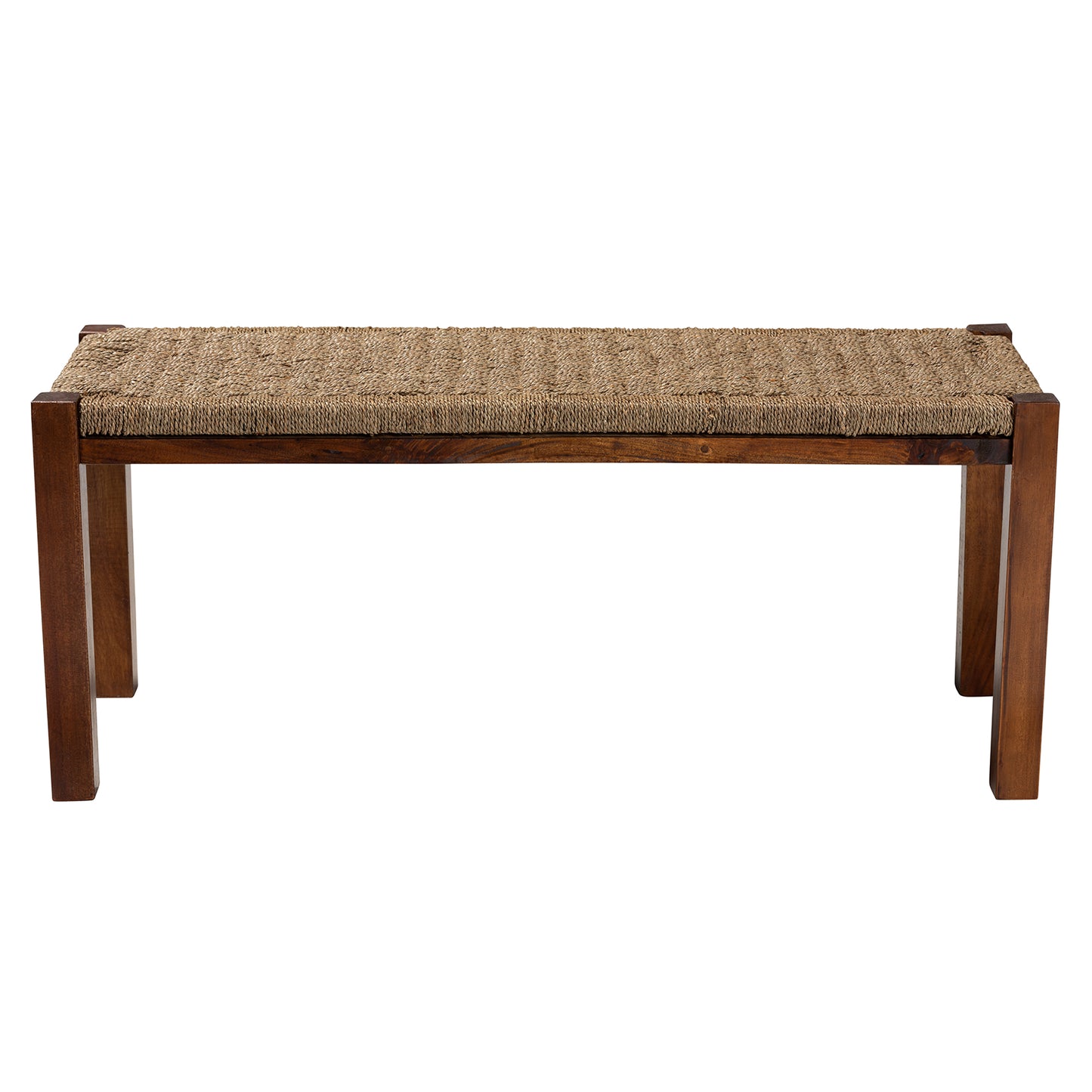 Baxton Studio bali & pari Hermes Mid-Century Modern Transitional Natural Seagrass and Mahogany Wood Bench | Benches | Modishstore - 3