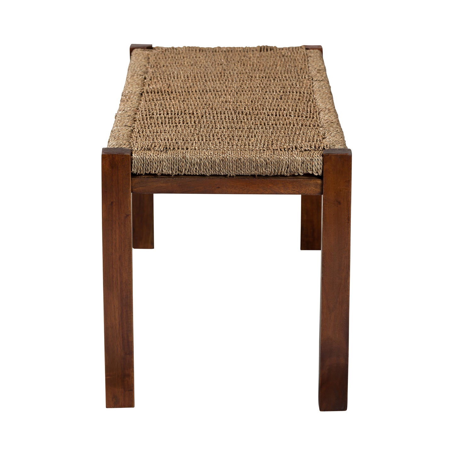 Baxton Studio bali & pari Hermes Mid-Century Modern Transitional Natural Seagrass and Mahogany Wood Bench | Benches | Modishstore - 4