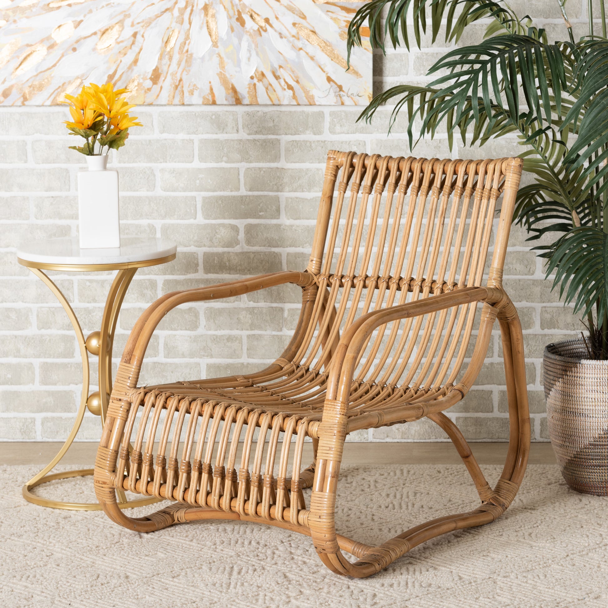 Baxton Studio bali & pari Blanca Modern Bohemian Natural Rattan Accent Chair | Accent Chairs | Modishstore