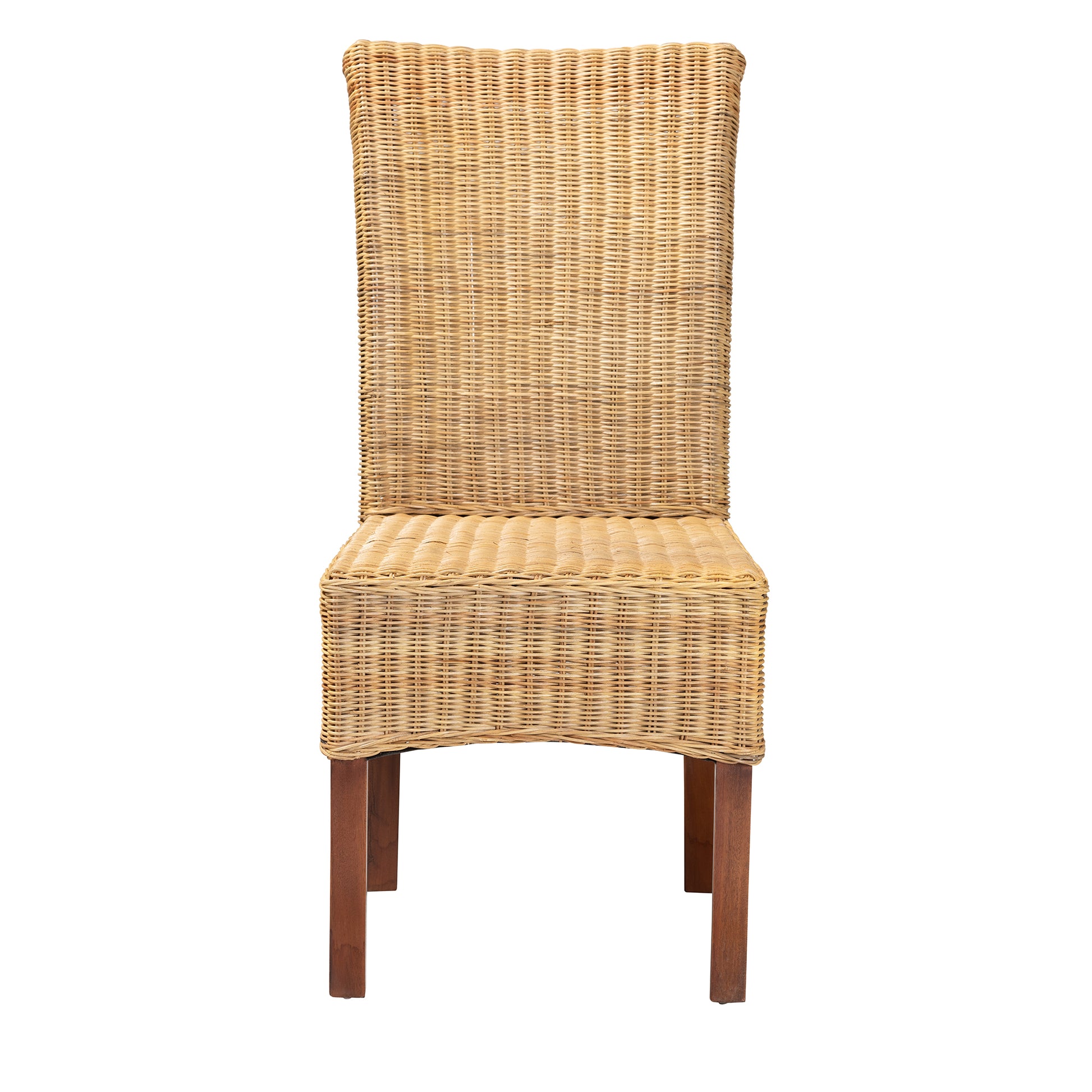 Baxton Studio bali & pari Shamara Modern Bohemian Natural Rattan and Mahogany Wood Dining Chair | Dining Chairs | Modishstore - 3