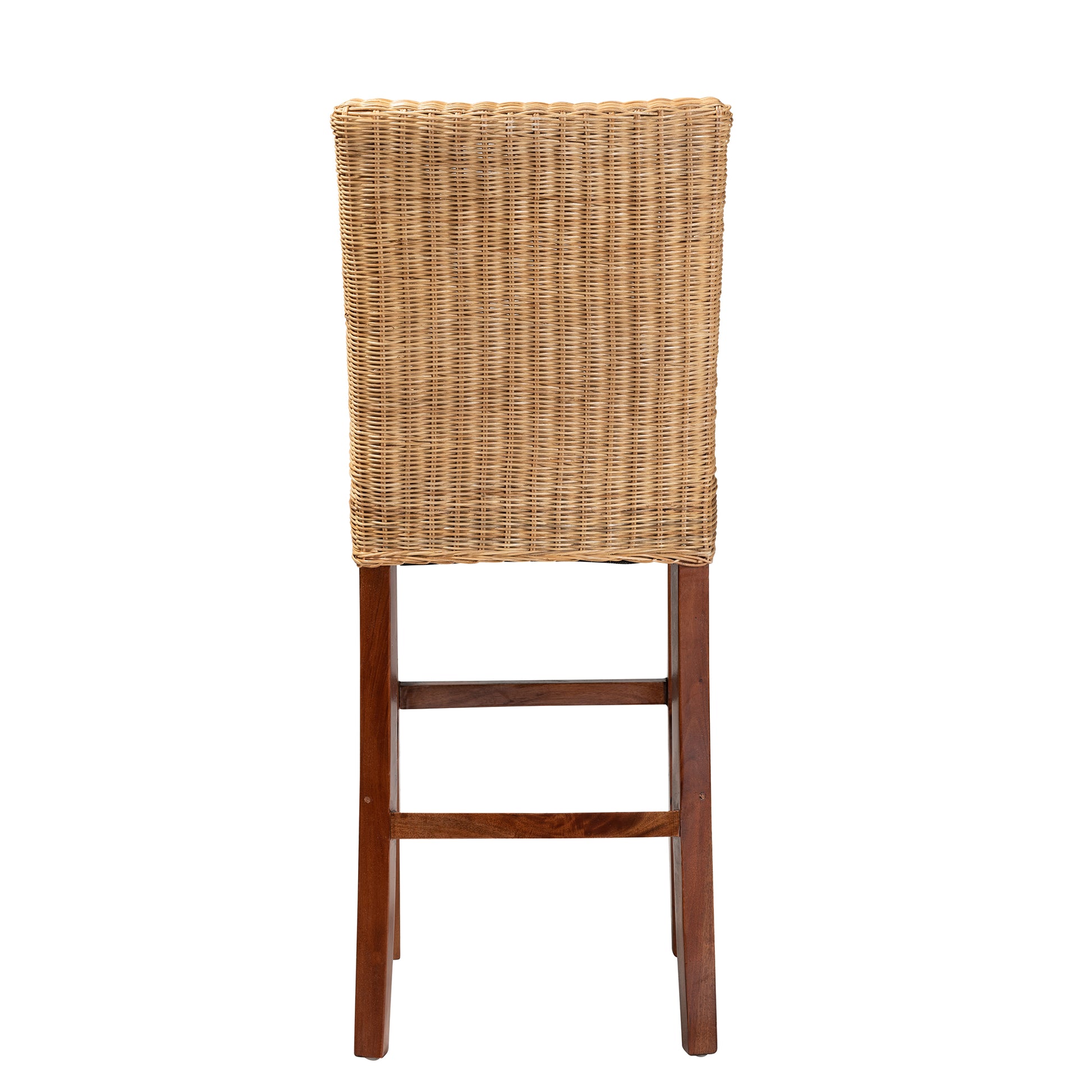 Baxton Studio bali & pari Racquel Modern Bohemian Natural Rattan and Mahogany Wood Bar Stool | Bar Stools | Modishstore - 7