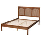 Baxton Studio Blossom Classic and Traditional Ash Walnut Finished Wood and Rattan Queen Size Platform Bed | Beds | Modishstore - 4