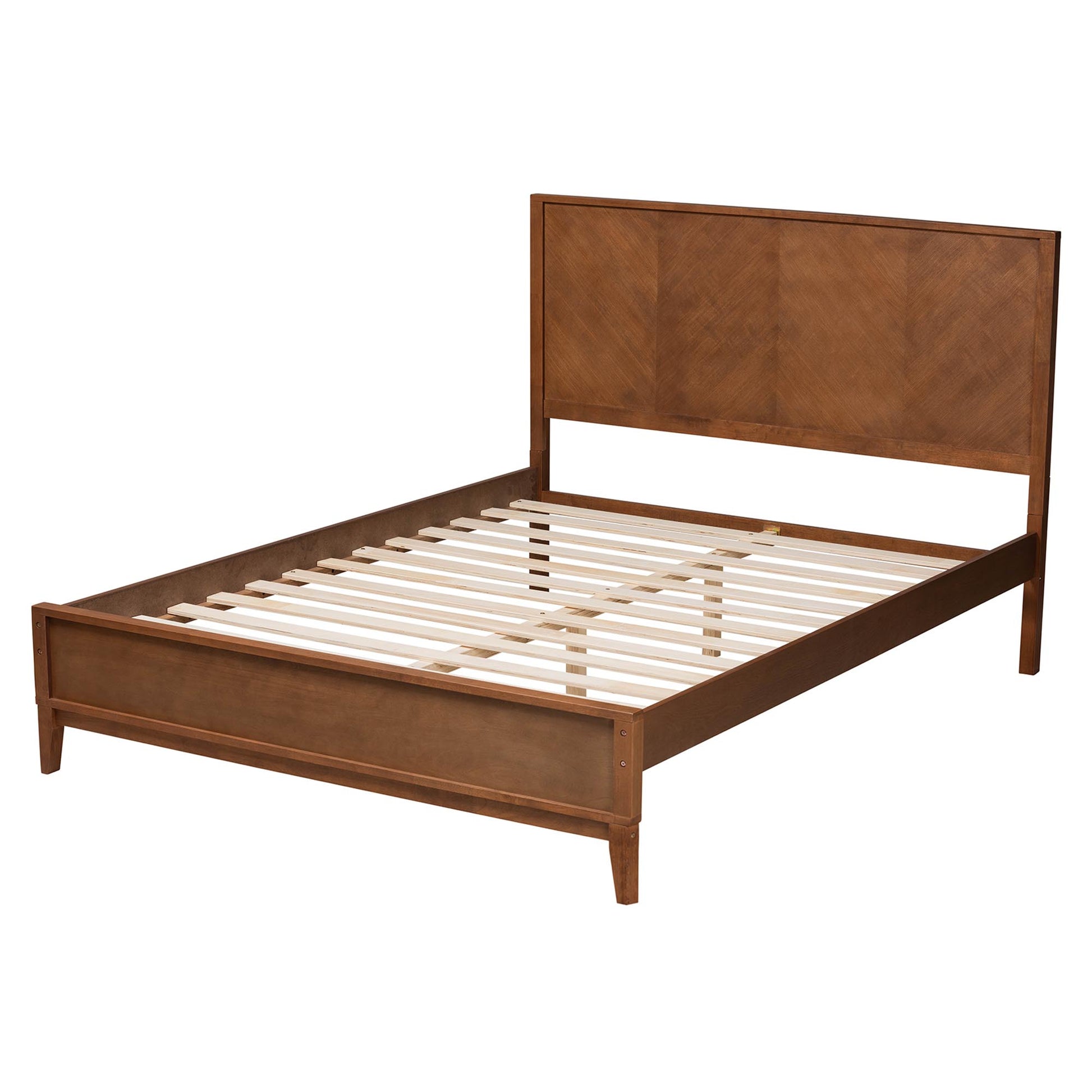 Baxton Studio Carver Classic Transitional Ash Walnut Finished Wood Queen Size Platform Bed | Beds | Modishstore - 4