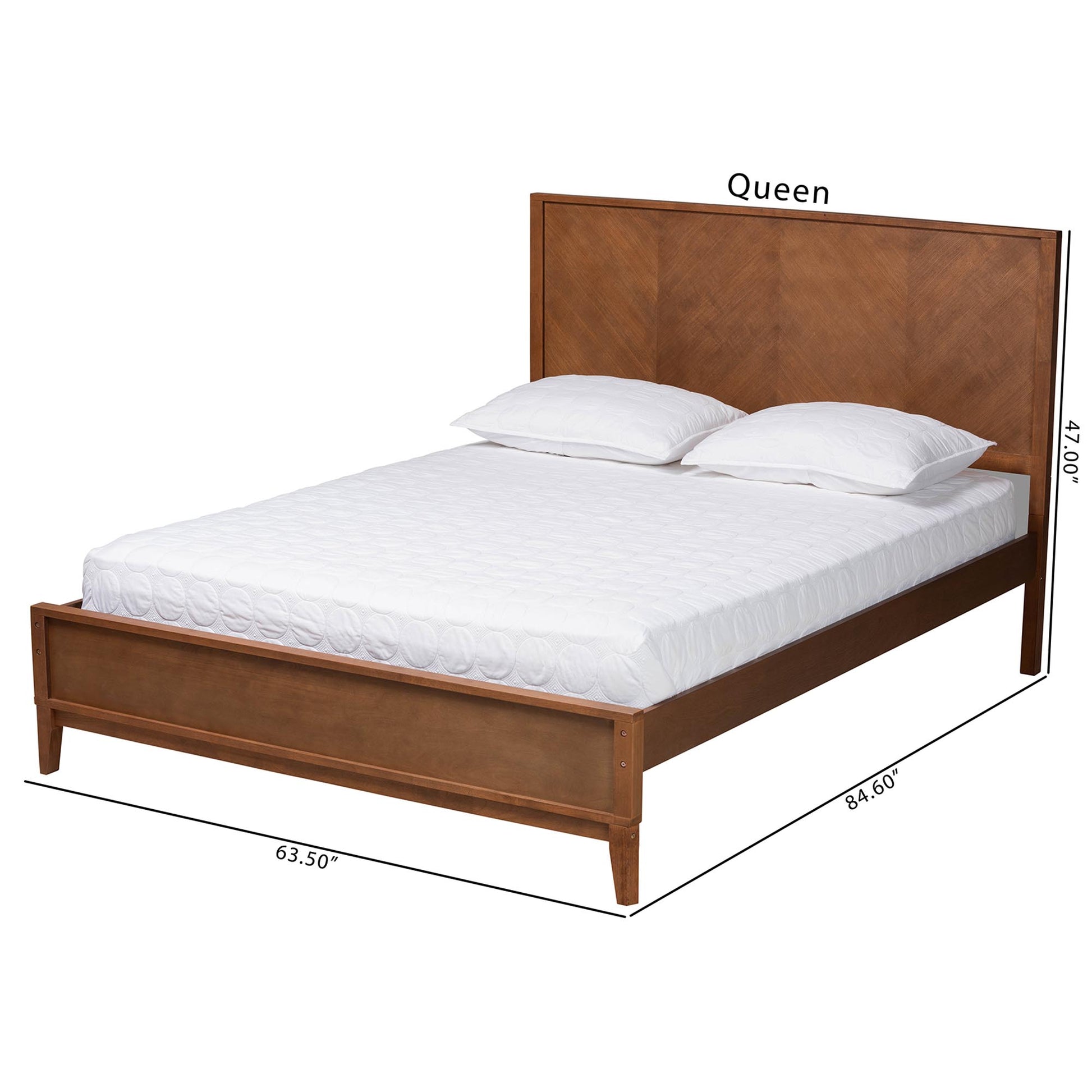 Baxton Studio Carver Classic Transitional Ash Walnut Finished Wood Queen Size Platform Bed | Beds | Modishstore - 8