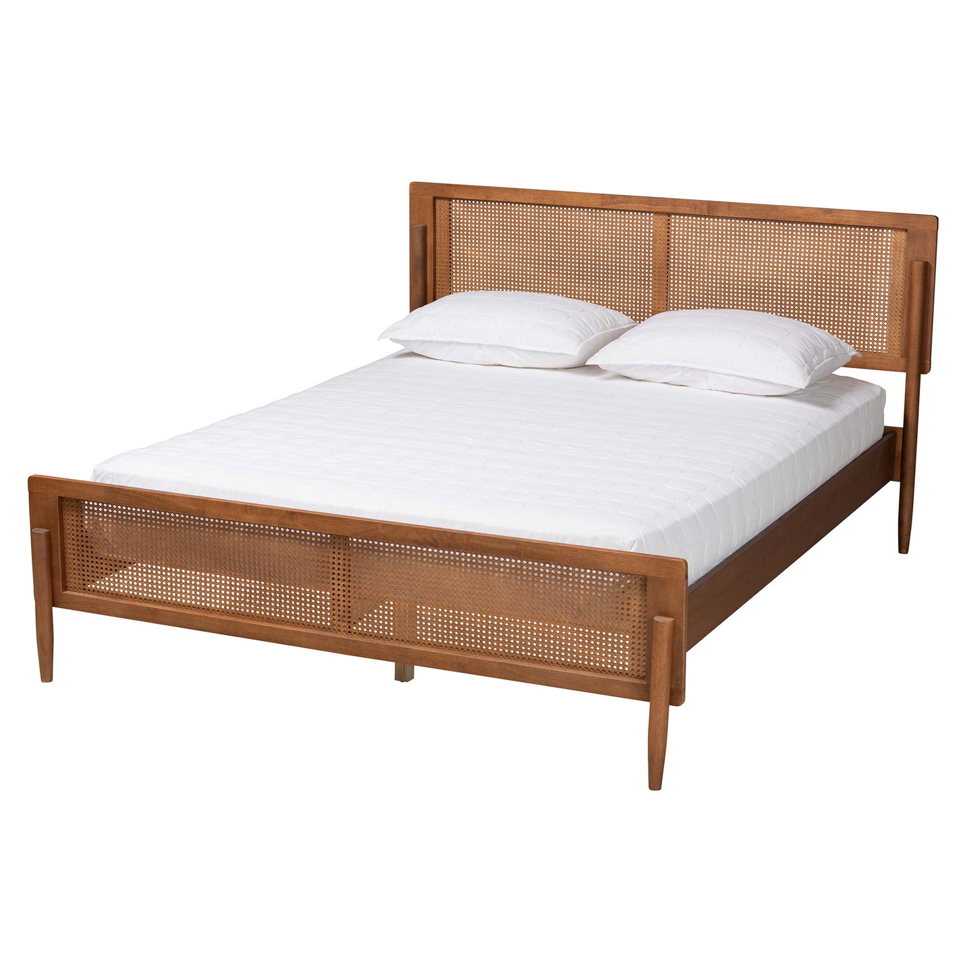 Baxton Studio Gardwin Mid-Century Modern Ash Walnut Finished Wood Queen Size Platform Bed | Beds | Modishstore - 2