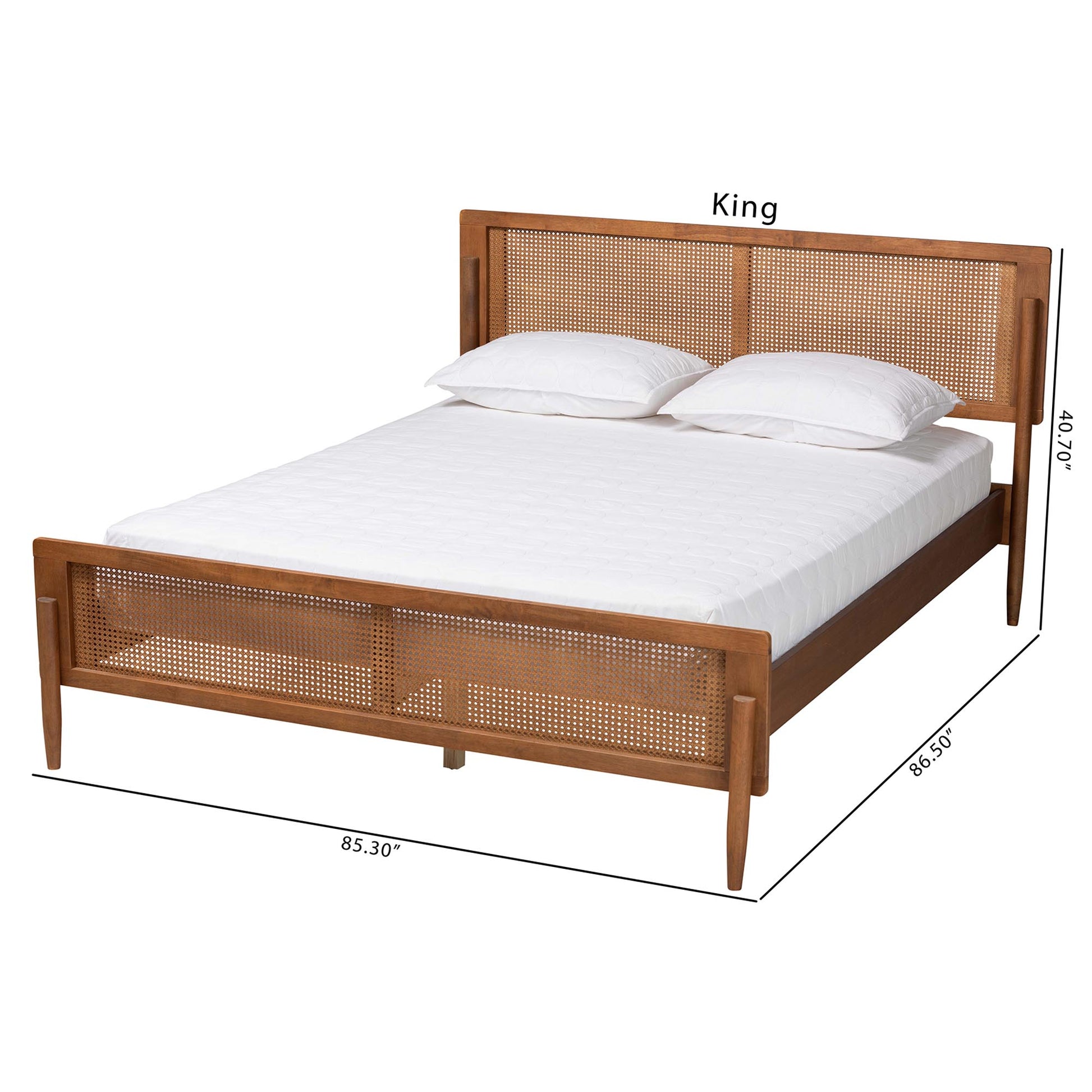 Baxton Studio Gardwin Mid-Century Modern Ash Walnut Finished Wood Queen Size Platform Bed | Beds | Modishstore - 9