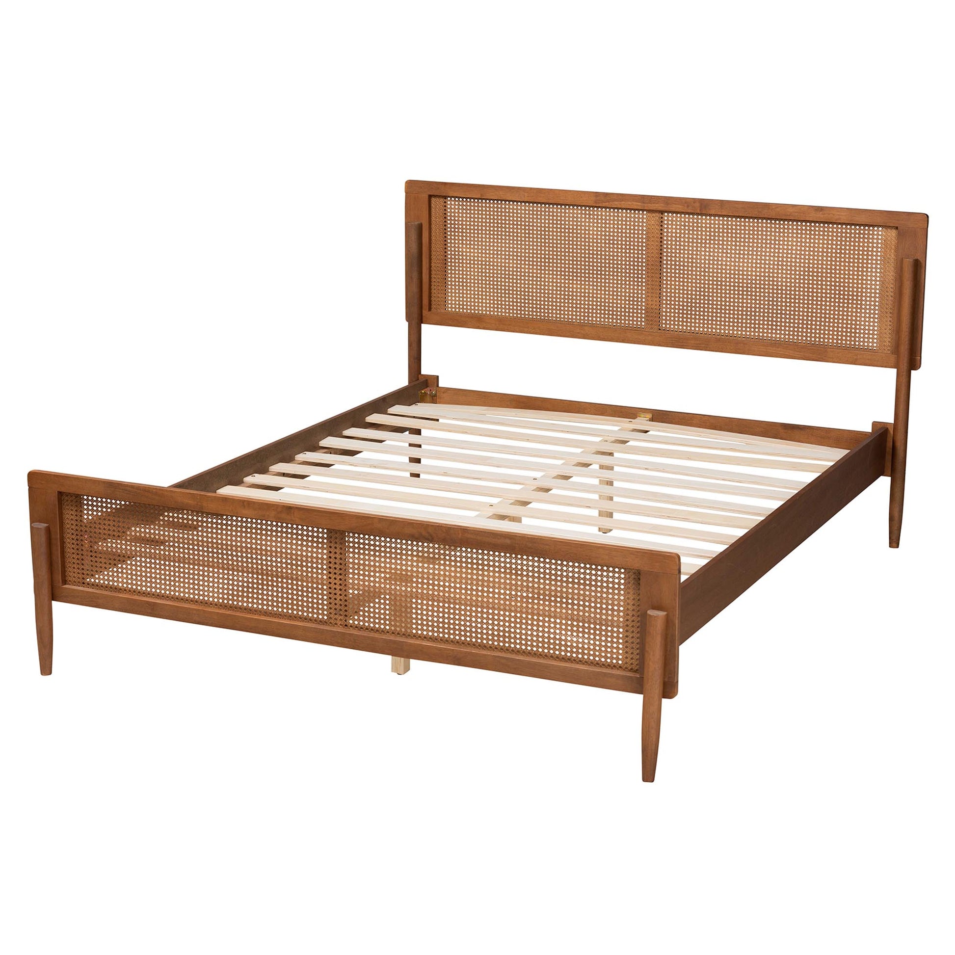 Baxton Studio Gardwin Mid-Century Modern Ash Walnut Finished Wood King Size Platform Bed | Beds | Modishstore - 4