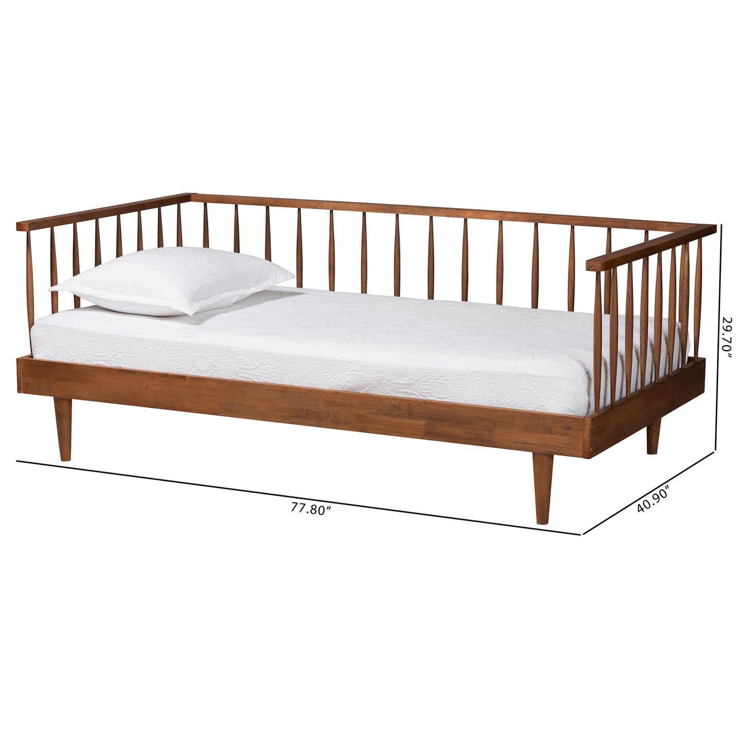 Baxton Studio Matilda Mid-Century Modern Ash Walnut Finished Wood Twin Size Daybed | Daybeds | Modishstore - 8