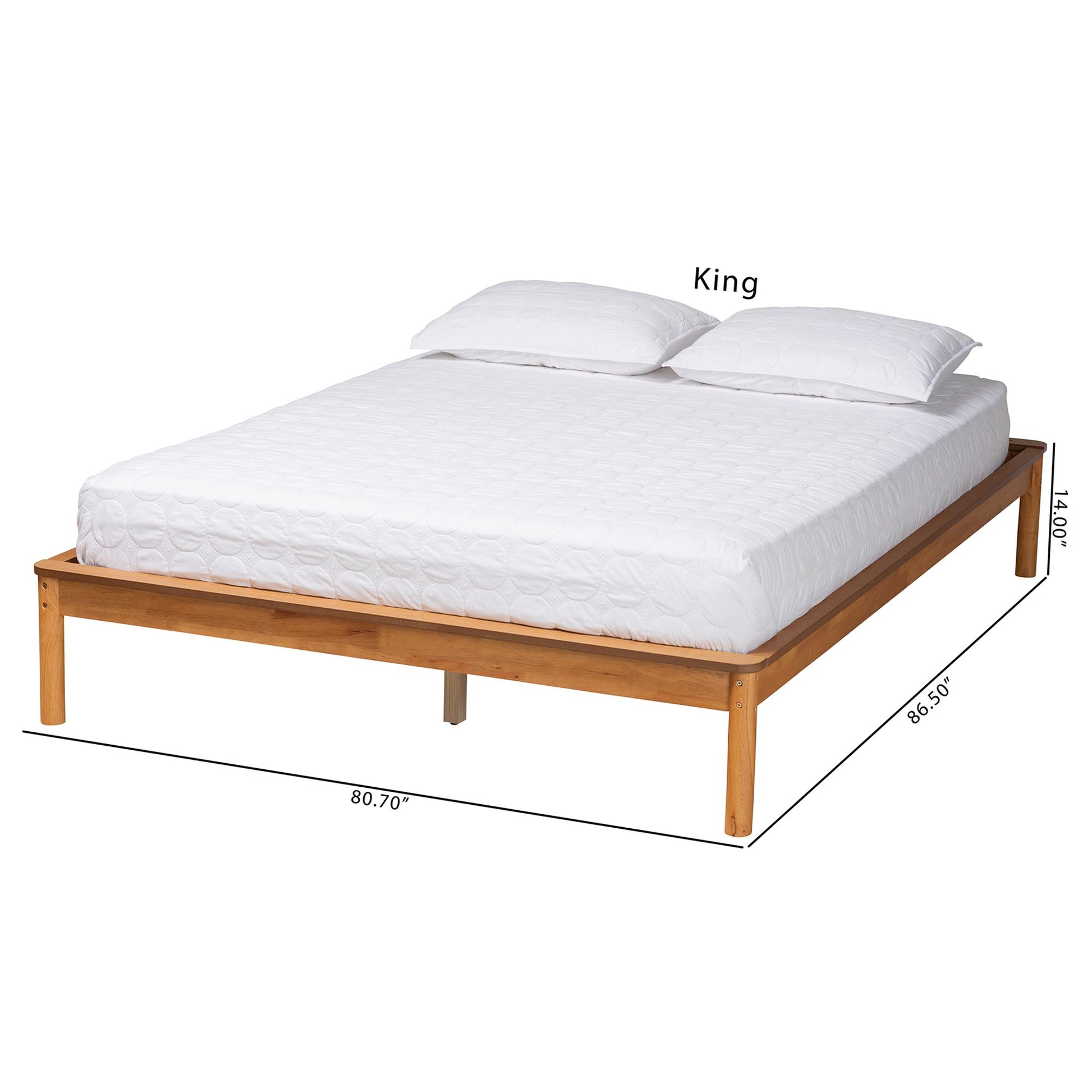 Baxton Studio Efren Mid-Century Modern Honey Oak Finished Wood Queen Size Bed Frame | Beds | Modishstore - 9