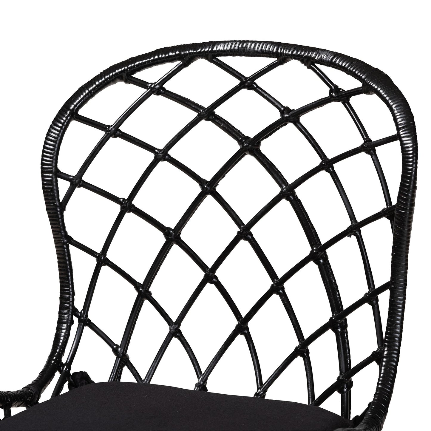 Baxton Studio bali & pari Sabelle Modern Bohemian Black Finished Rattan and Metal 2-Piece Dining Chair Set | Dining Chairs | Modishstore - 5