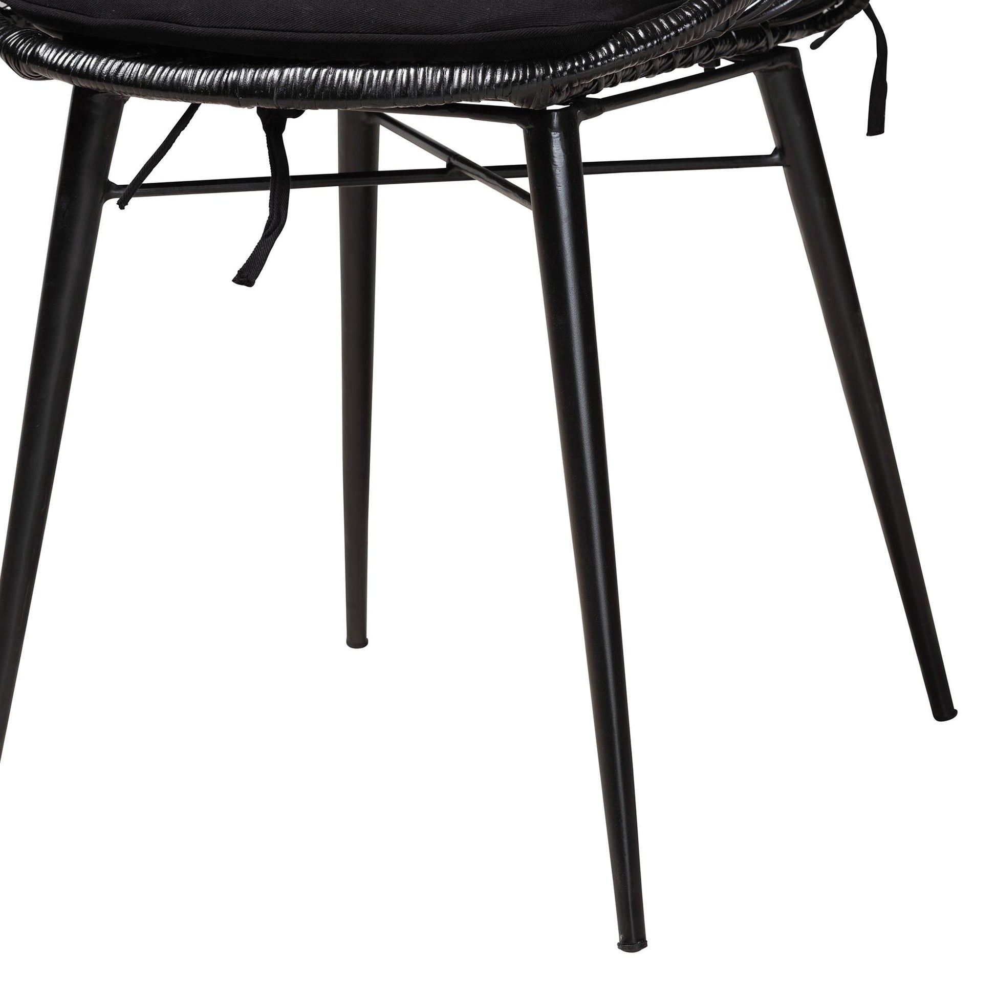 Baxton Studio bali & pari Sabelle Modern Bohemian Black Finished Rattan and Metal 2-Piece Dining Chair Set | Dining Chairs | Modishstore - 6