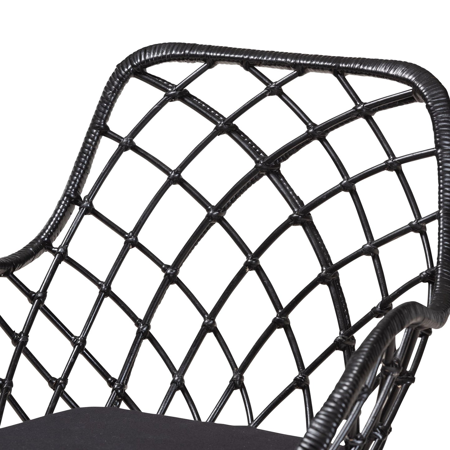 Baxton Studio bali & pari Ballerina Modern Bohemian Black Finished Rattan and Metal 2-Piece Dining Chair Set | Dining Chairs | Modishstore - 5