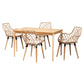 Baxton Studio Ballerina Modern Bohemian Greywashed Rattan and Natural Brown Finished Wood 5-Piece Dining Set | Dining Sets | Modishstore - 4