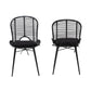 Baxton Studio bali & pari Brenna Modern Bohemian Greywashed Rattan and Black Metal 2-Piece Dining Chair Set | Dining Chairs | Modishstore - 12