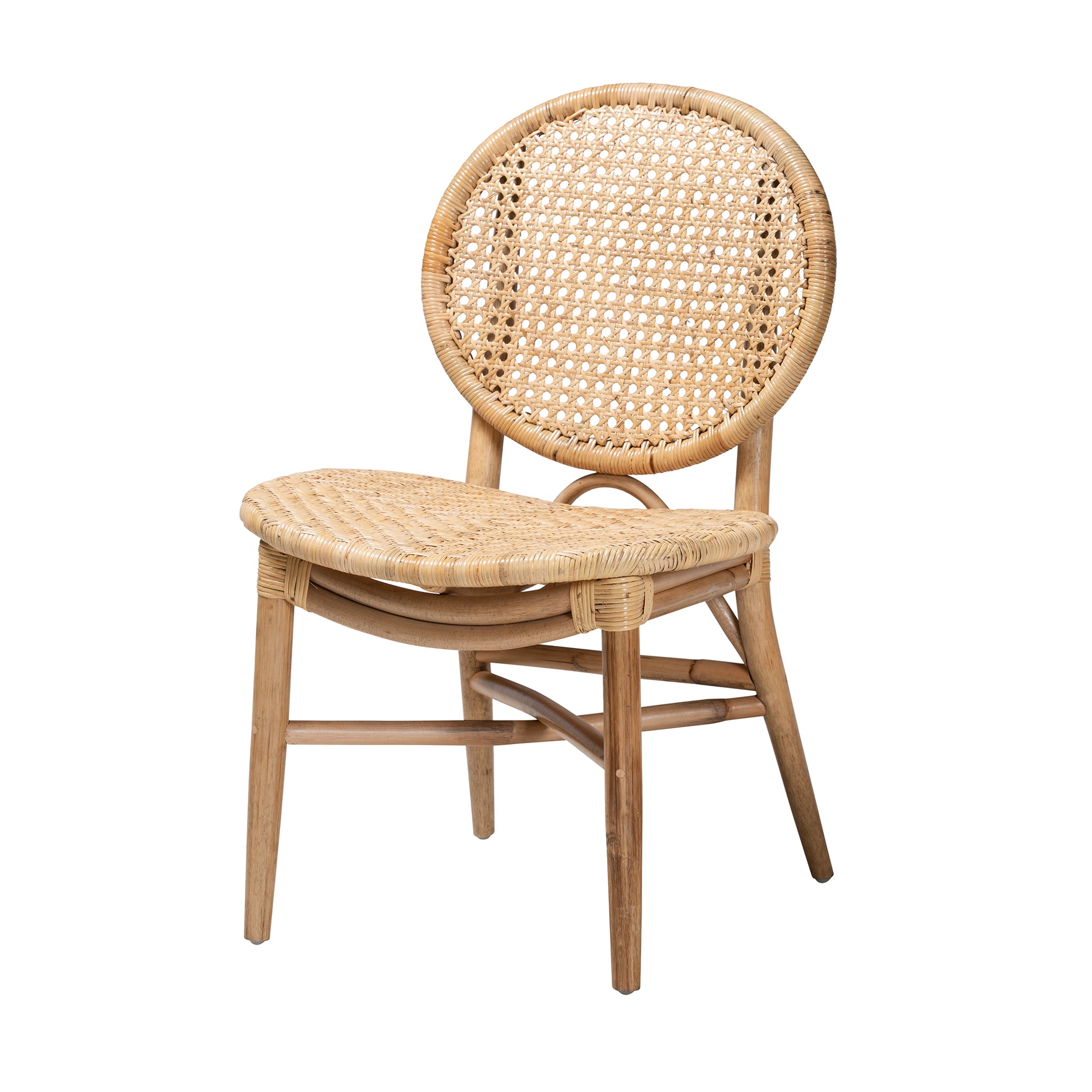 Baxton Studio bali & pari Osaka Modern Bohemian Natural Brown Rattan Dining Chair | Dining Chairs | Modishstore - 2