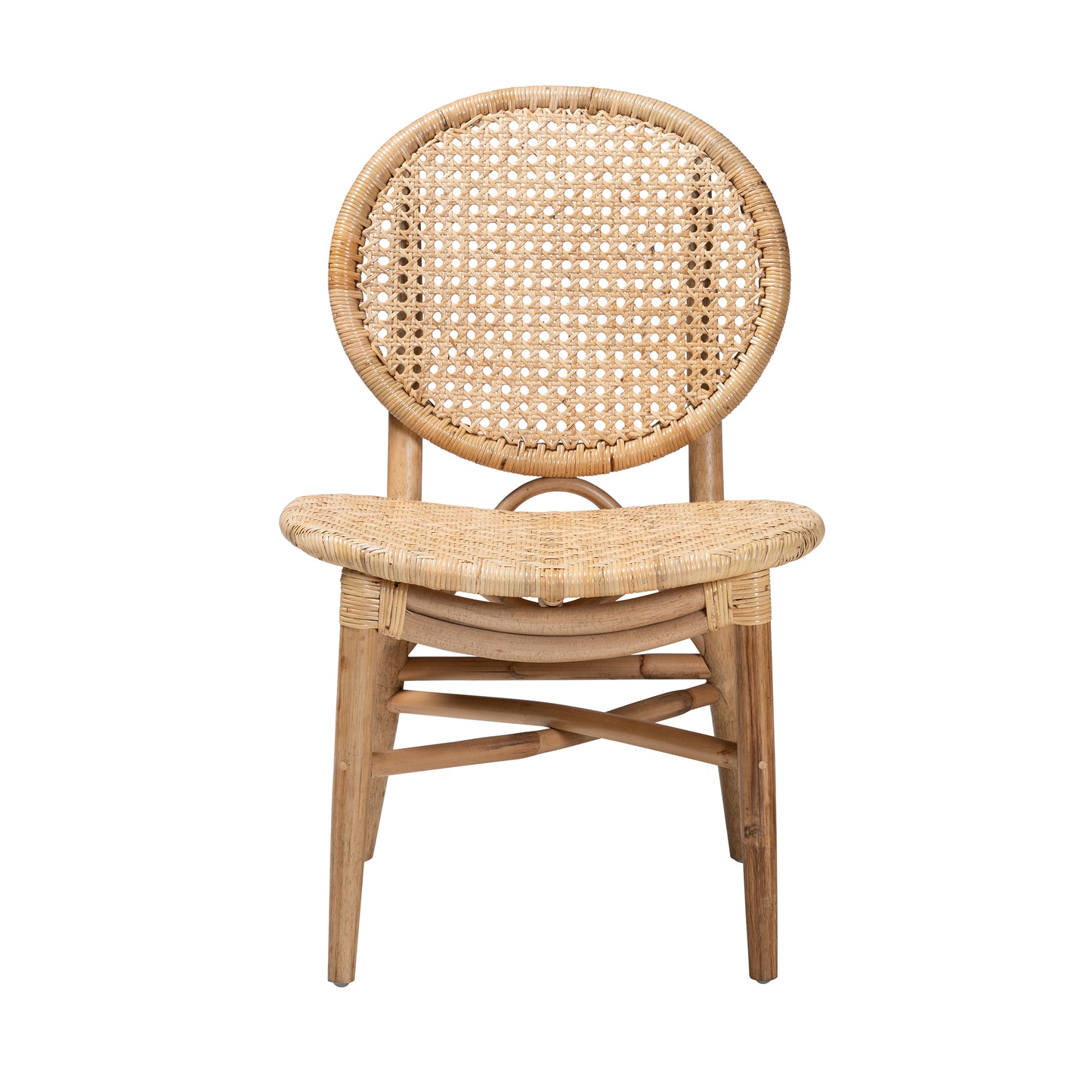 Baxton Studio bali & pari Osaka Modern Bohemian Natural Brown Rattan Dining Chair | Dining Chairs | Modishstore - 3