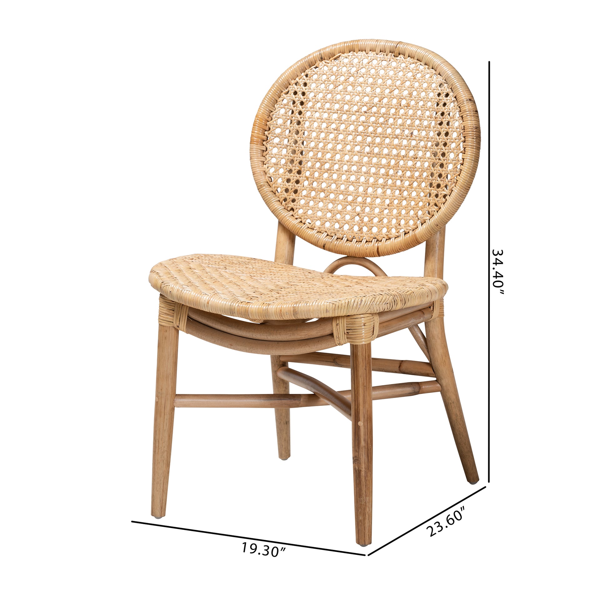 Baxton Studio bali & pari Osaka Modern Bohemian Natural Brown Rattan Dining Chair | Dining Chairs | Modishstore - 9