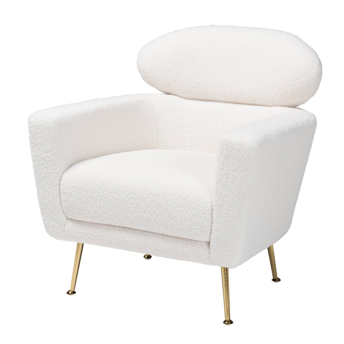 Baxton Studio Fantasia Modern and Contemporary Ivory Boucle Upholstered and Gold Metal Armchair | Armchairs | Modishstore - 4