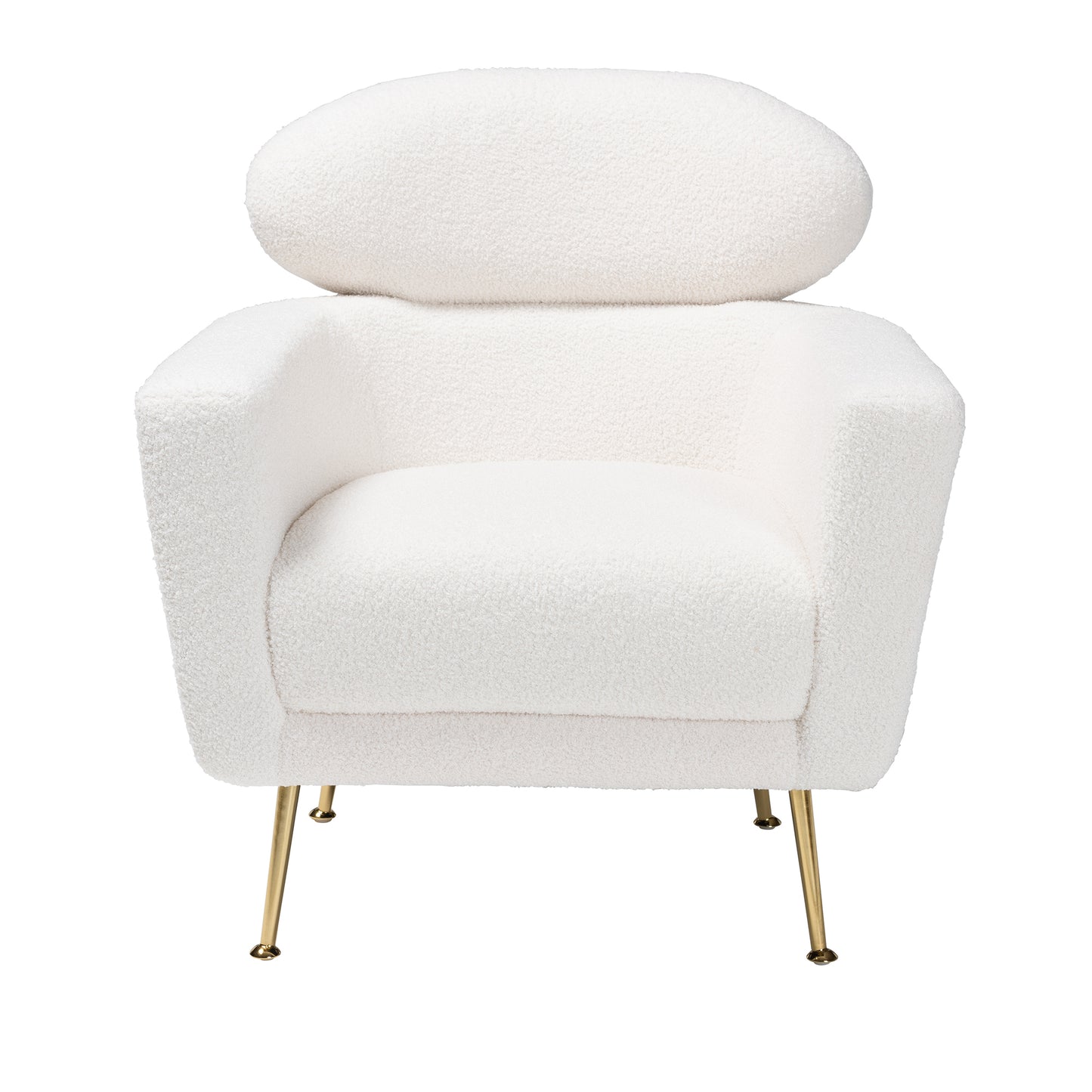 Baxton Studio Fantasia Modern and Contemporary Ivory Boucle Upholstered and Gold Metal Armchair | Armchairs | Modishstore - 5