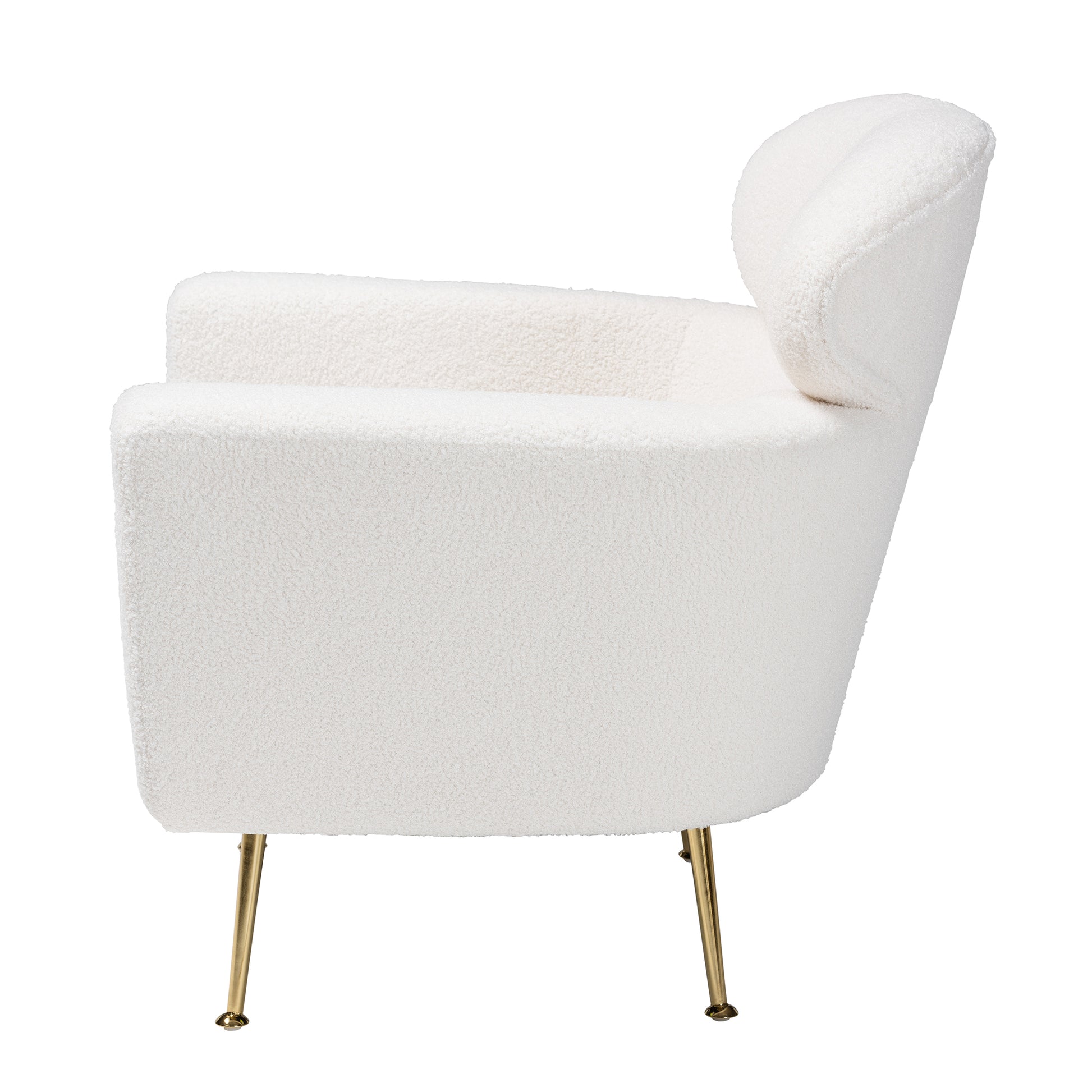 Baxton Studio Fantasia Modern and Contemporary Ivory Boucle Upholstered and Gold Metal Armchair | Armchairs | Modishstore - 6