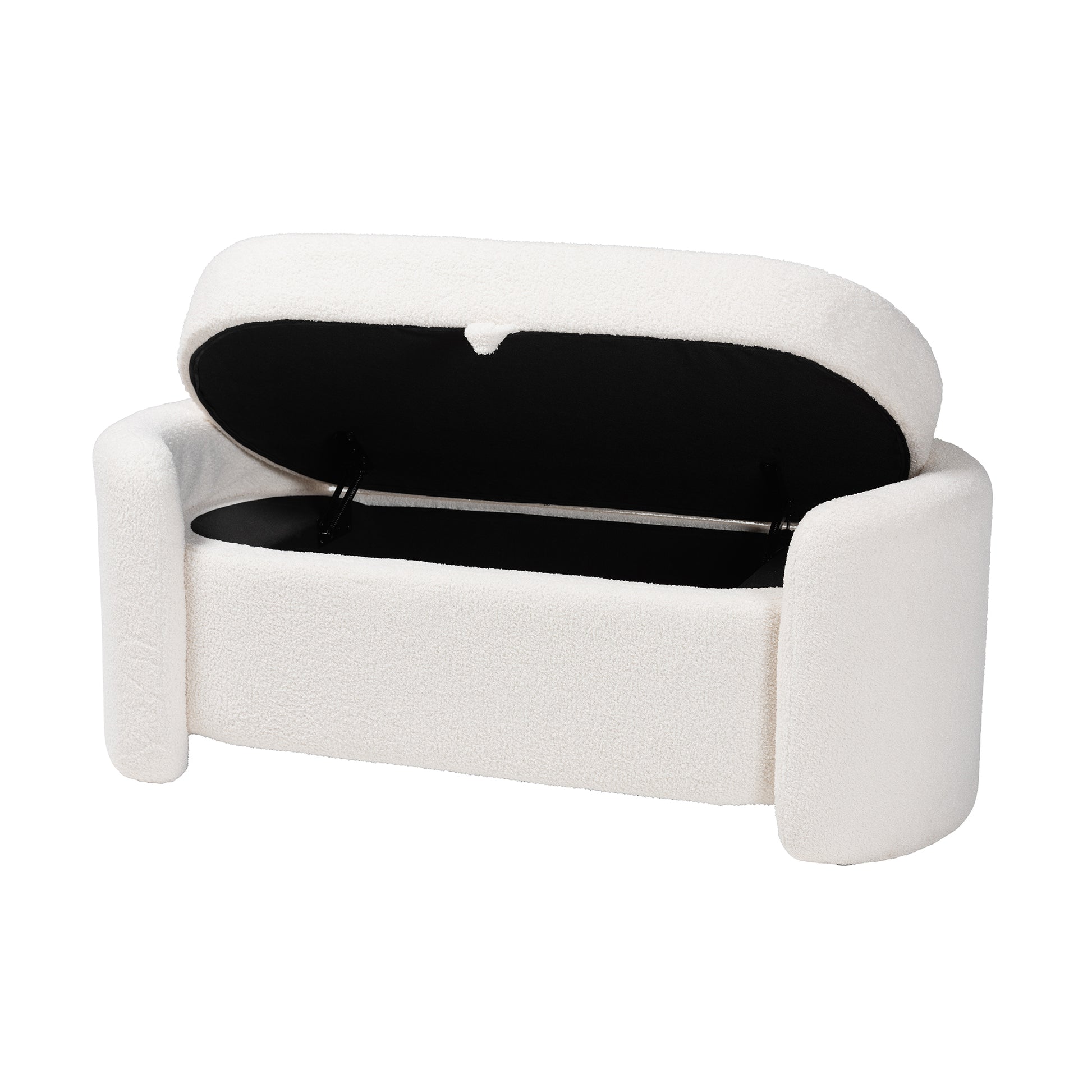 Baxton Studio Oakes Modern and Contemporary Ivory Boucle Upholstered Storage Bench | Benches | Modishstore - 3