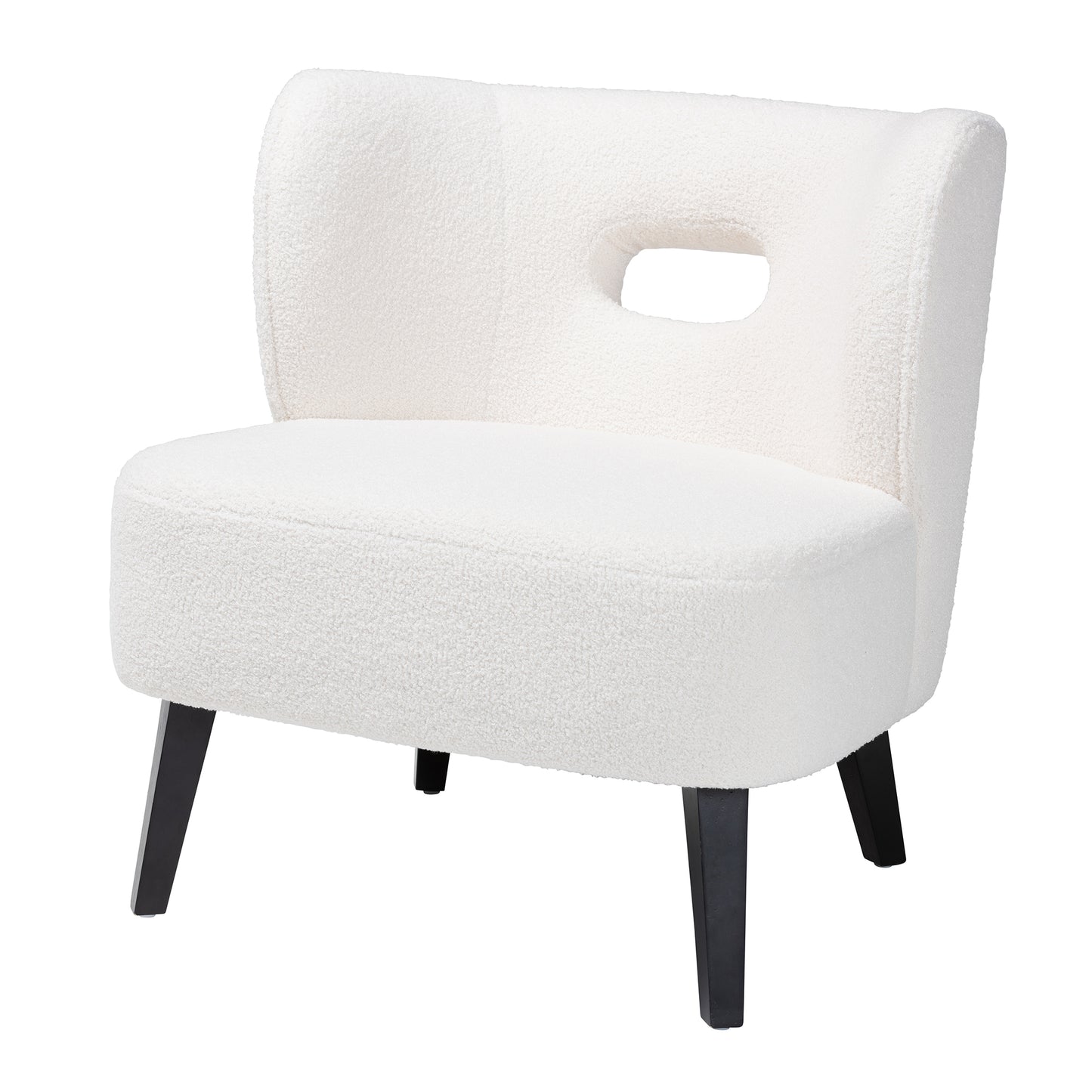 Baxton Studio Naara Modern and Contemporary Ivory Boucle Upholstered and Black Finished Wood Accent Chair | Accent Chairs | Modishstore - 4