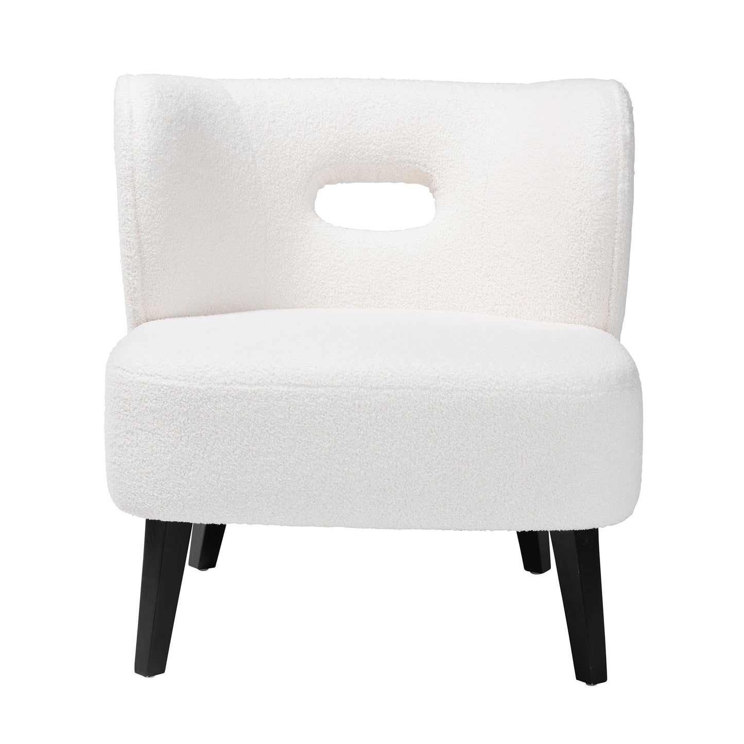 Baxton Studio Naara Modern and Contemporary Ivory Boucle Upholstered and Black Finished Wood Accent Chair | Accent Chairs | Modishstore - 5