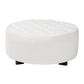 Baxton Studio Athena Modern and Contemporary Ivory Boucle Upholstered and Black Finished Wood Round Ottoman | Ottomans | Modishstore - 2