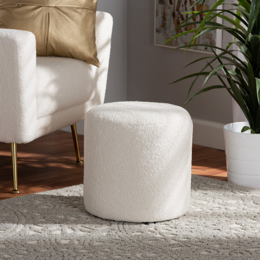 Baxton Studio Tori Modern and Contemporary Ivory Boucle Upholstered Ottoman | Ottomans | Modishstore