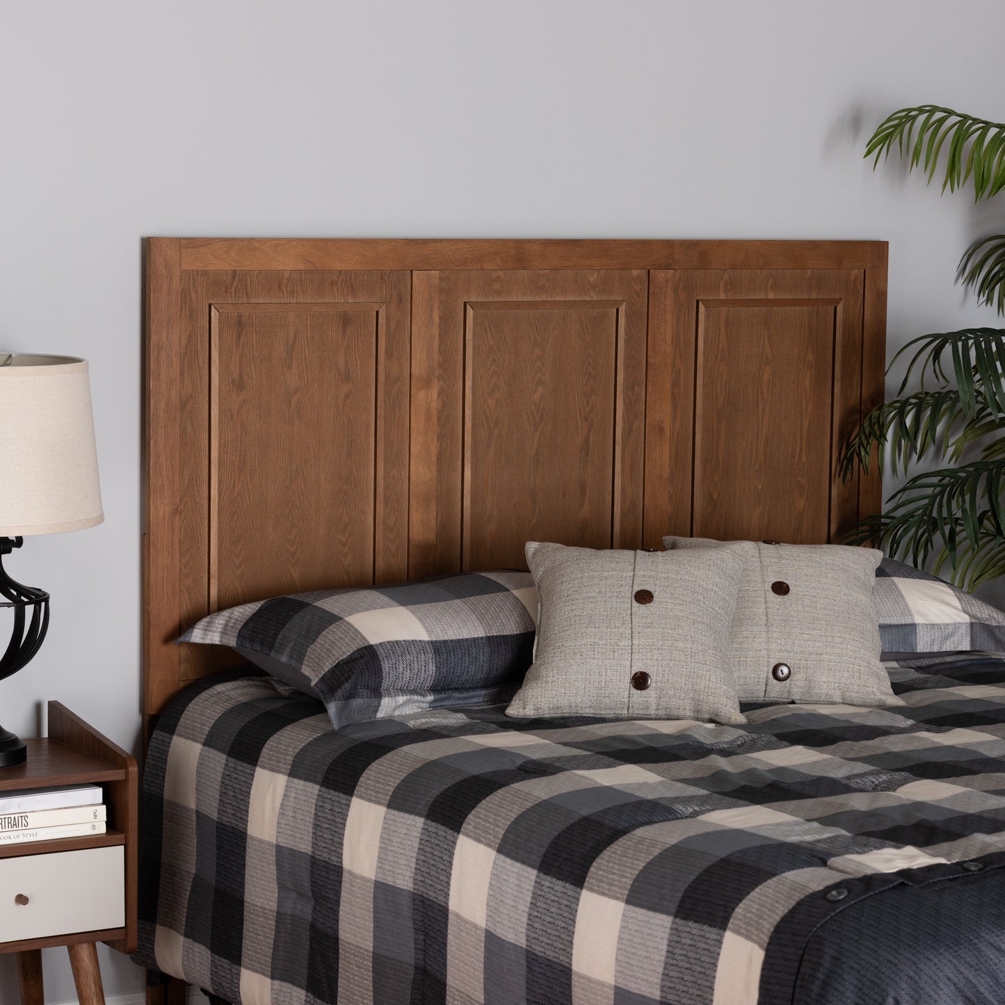 Baxton Studio Giordano Classic and Traditional Ash Walnut Finished Wood Full Size Headboard | Headboards | Modishstore