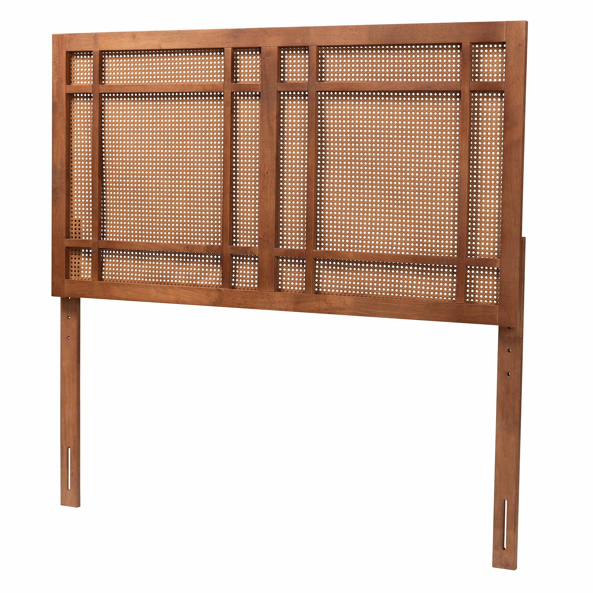 Baxton Studio Katrice Mid-Century Modern Ash Walnut Finished Wood King Size Headboard with Rattan | Headboards | Modishstore - 2