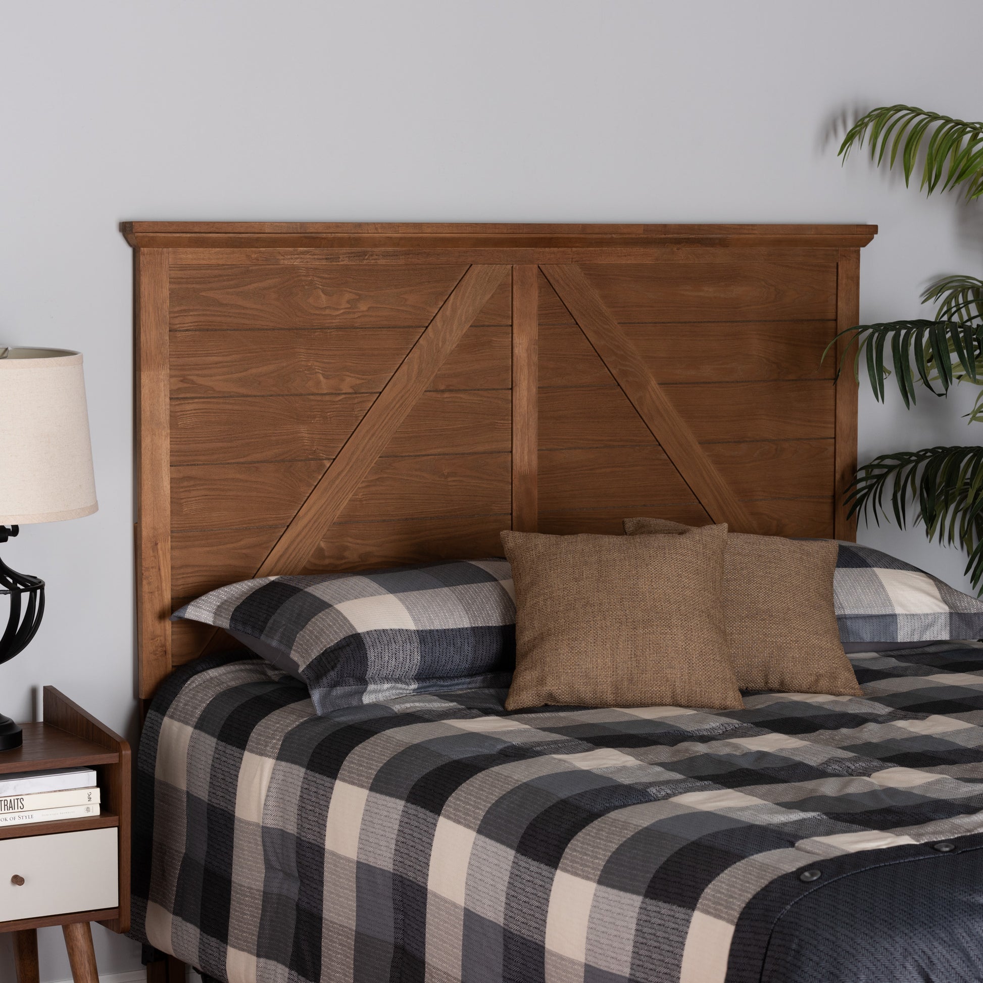 Baxton Studio Yorick Classic and Traditional Ash Walnut Finished Wood Queen Size Headboard | Headboards | Modishstore