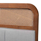 Baxton Studio Esti Mid-Century Modern Light Grey Fabric and Ash Walnut Finished Wood King Size Headboard with Rattan | Headboards | Modishstore - 4