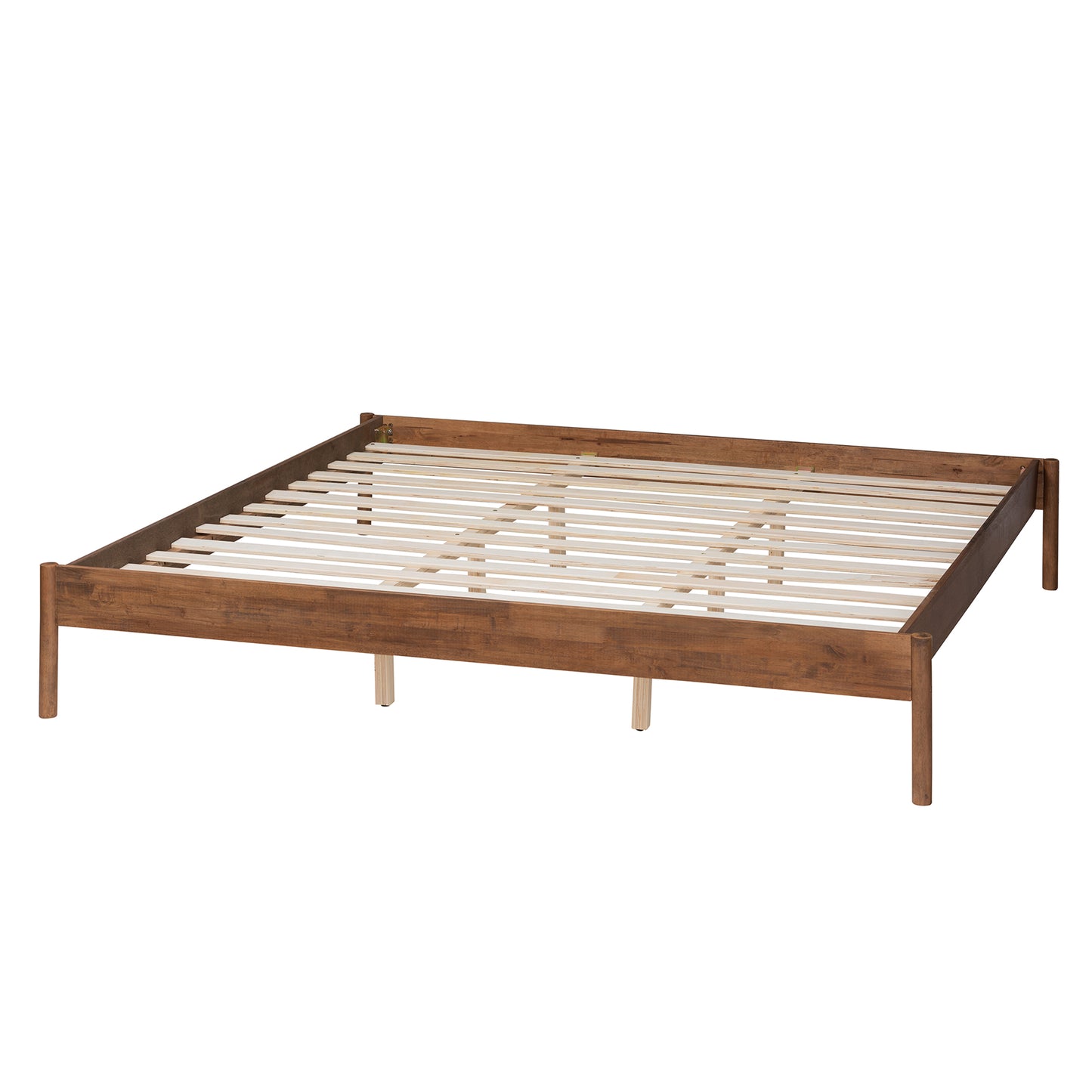 Baxton Studio Agatis Mid-Century Modern Ash Walnut Finished Wood Queen Size Bed Frame | Beds | Modishstore - 4