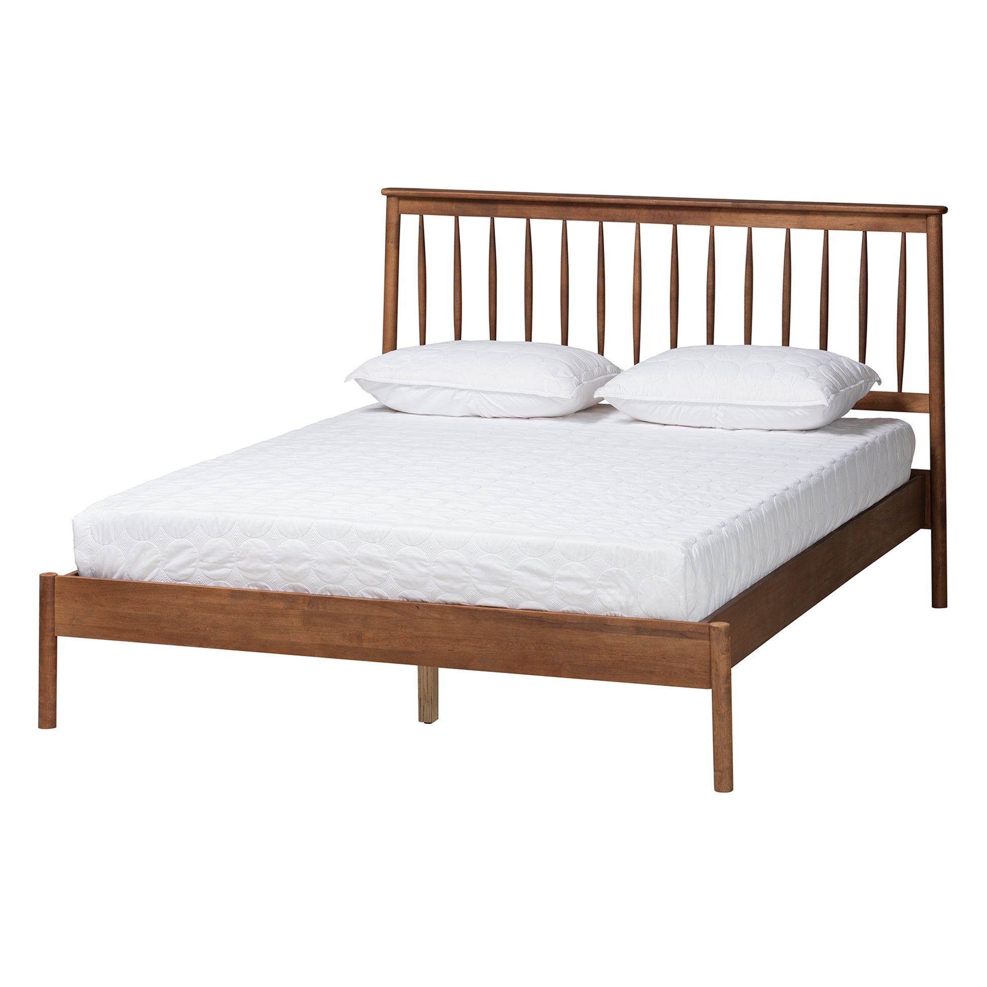 Baxton Studio Agatis Mid-Century Modern Walnut Brown Finished Wood Queen Size Bed | Beds | Modishstore - 2