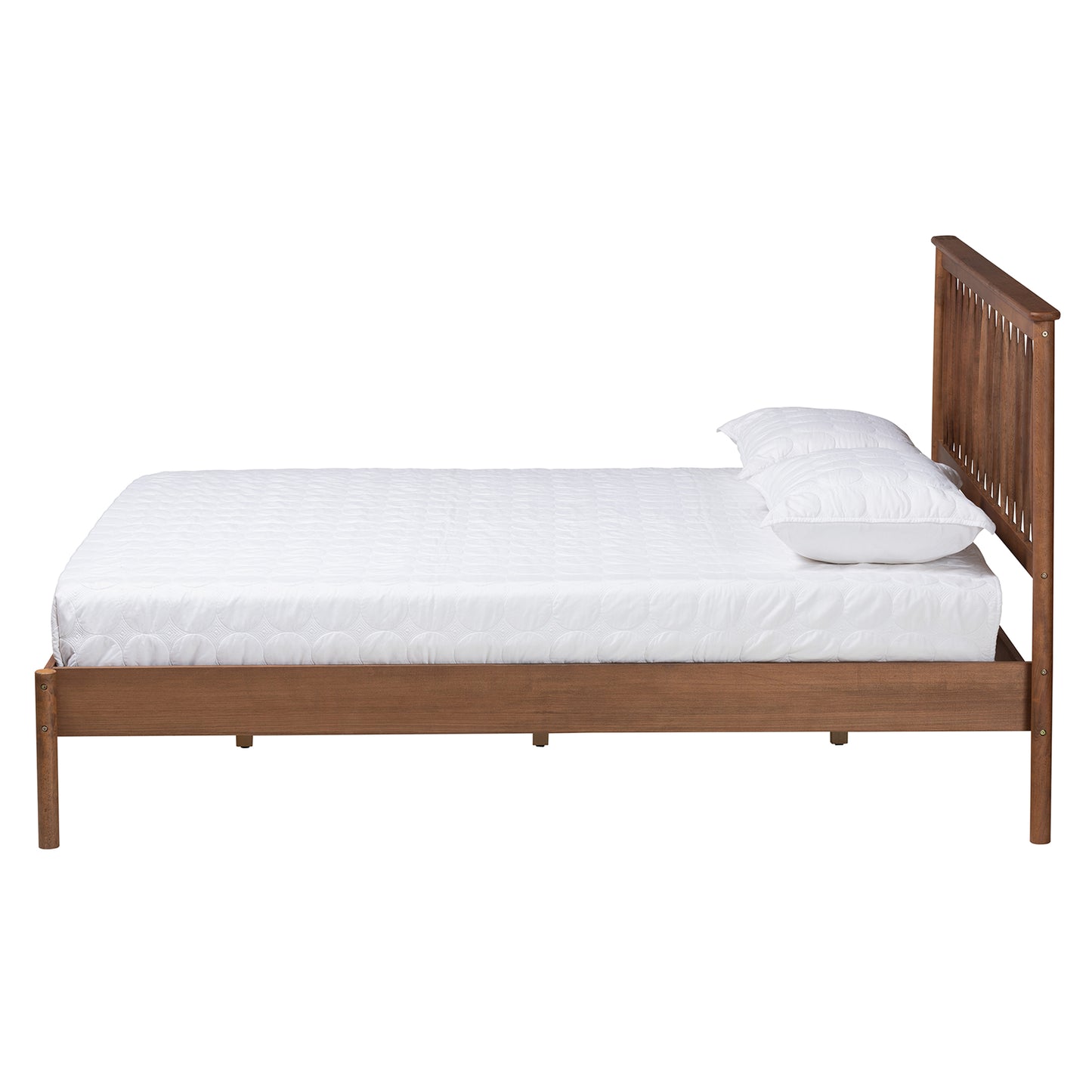 Baxton Studio Agatis Mid-Century Modern Walnut Brown Finished Wood Queen Size Bed | Beds | Modishstore - 3