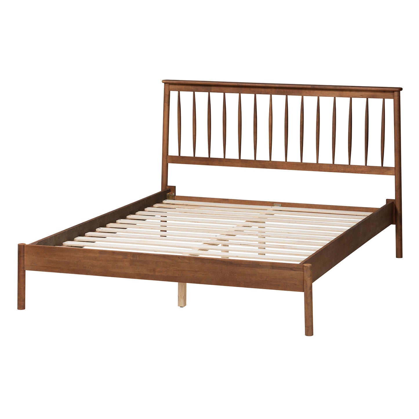 Baxton Studio Agatis Mid-Century Modern Walnut Brown Finished Wood Queen Size Bed | Beds | Modishstore - 4