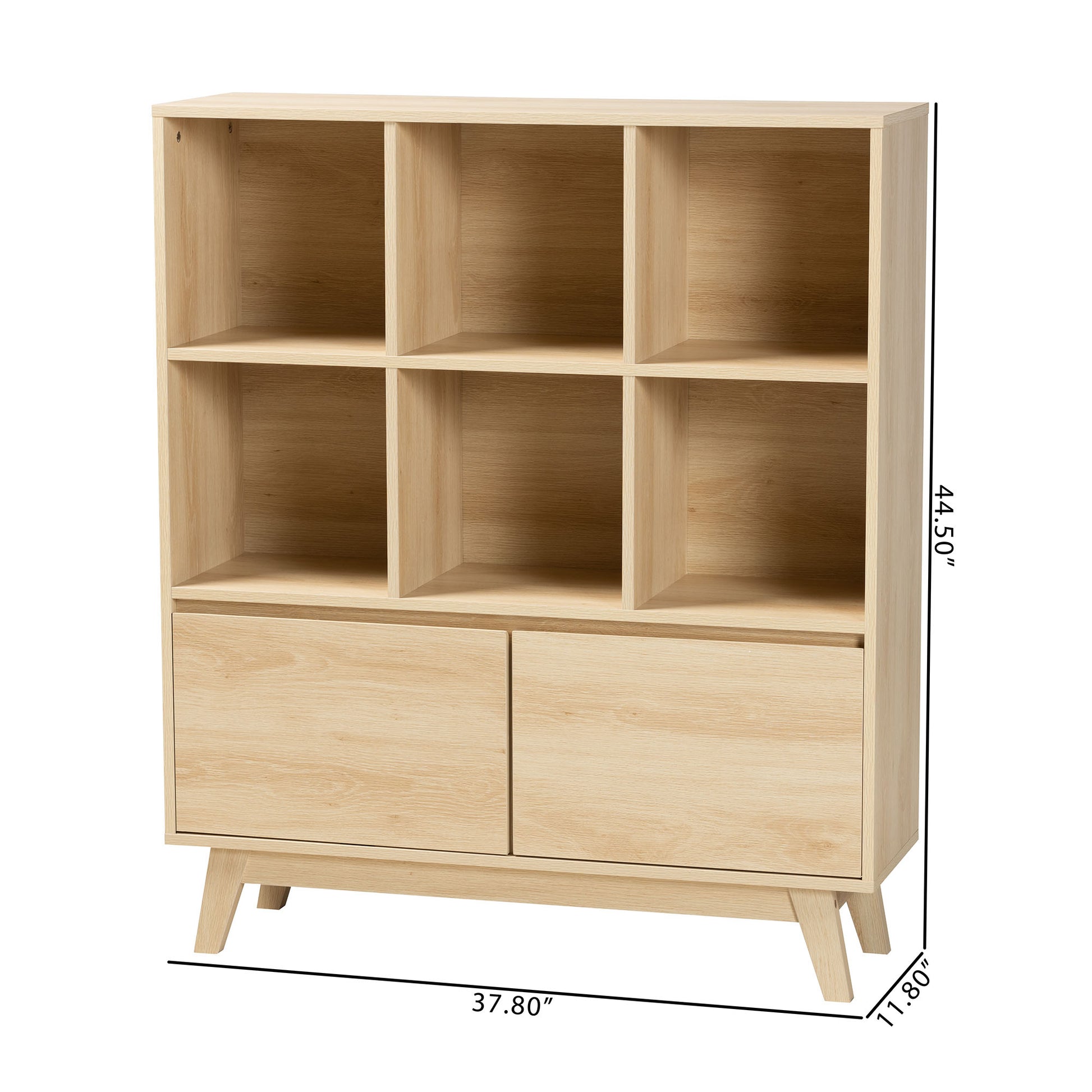 Baxton Studio Danina Japandi Oak Brown Finished Wood Bookshelf | Bookcases | Modishstore - 3