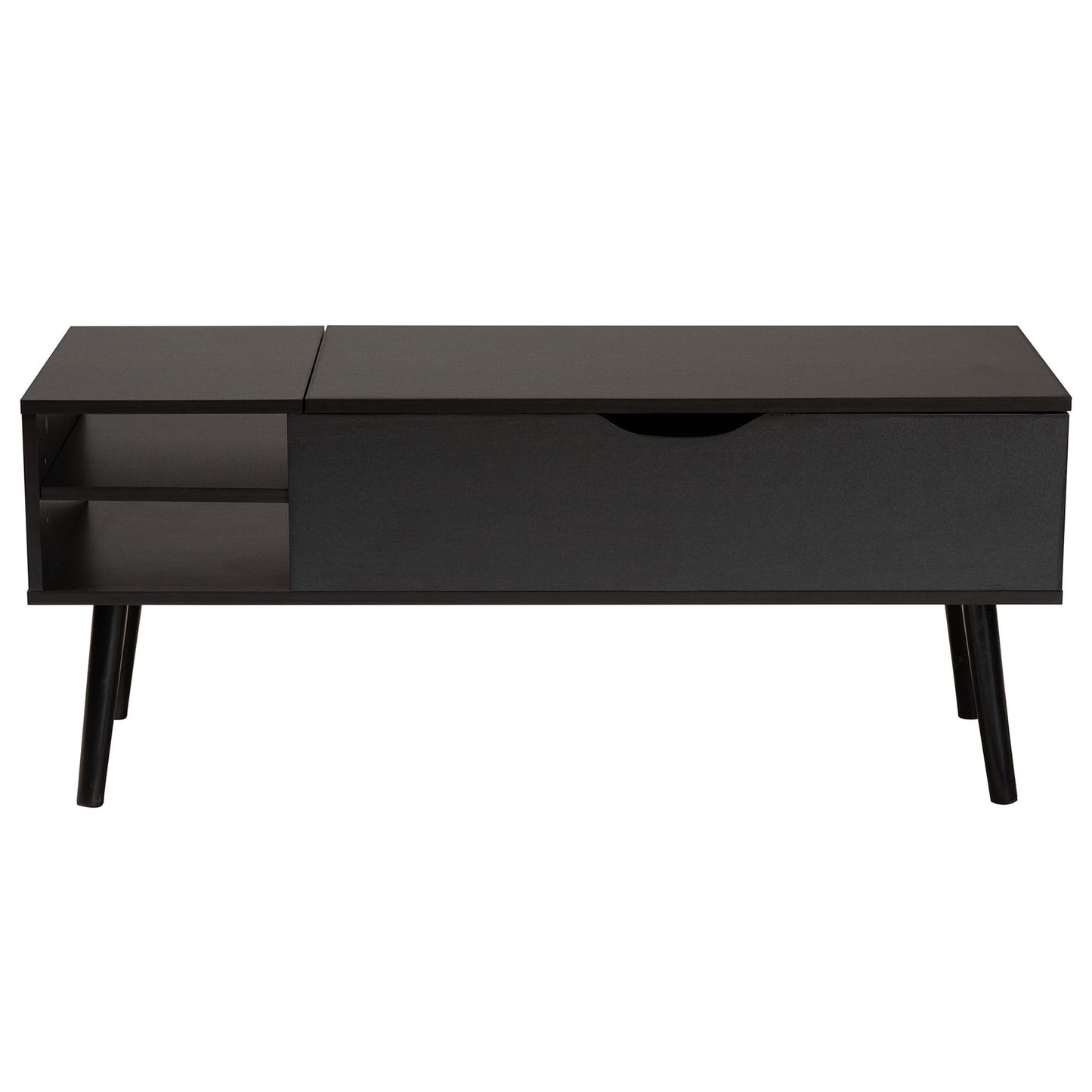 Baxton Studio Roden Modern Two-Tone Black and Espresso Brown Finished Wood Coffee Table with Lift-Top Storage Compartment | Coffee Tables | Modishstore - 4