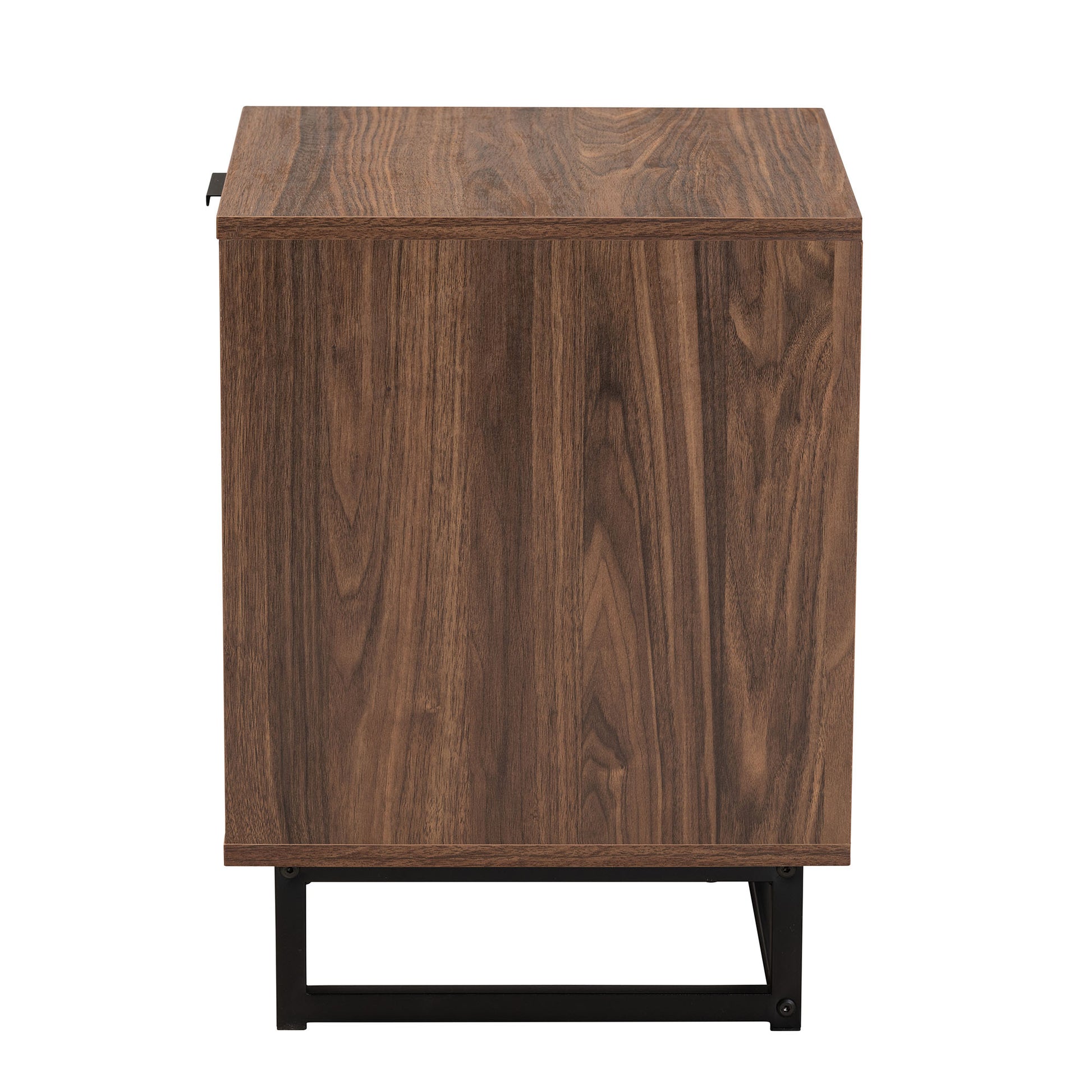 Baxton Studio Sadia Modern Walnut Brown Finished Wood and Black Metal 1-Drawer End Table | End Tables | Modishstore - 5