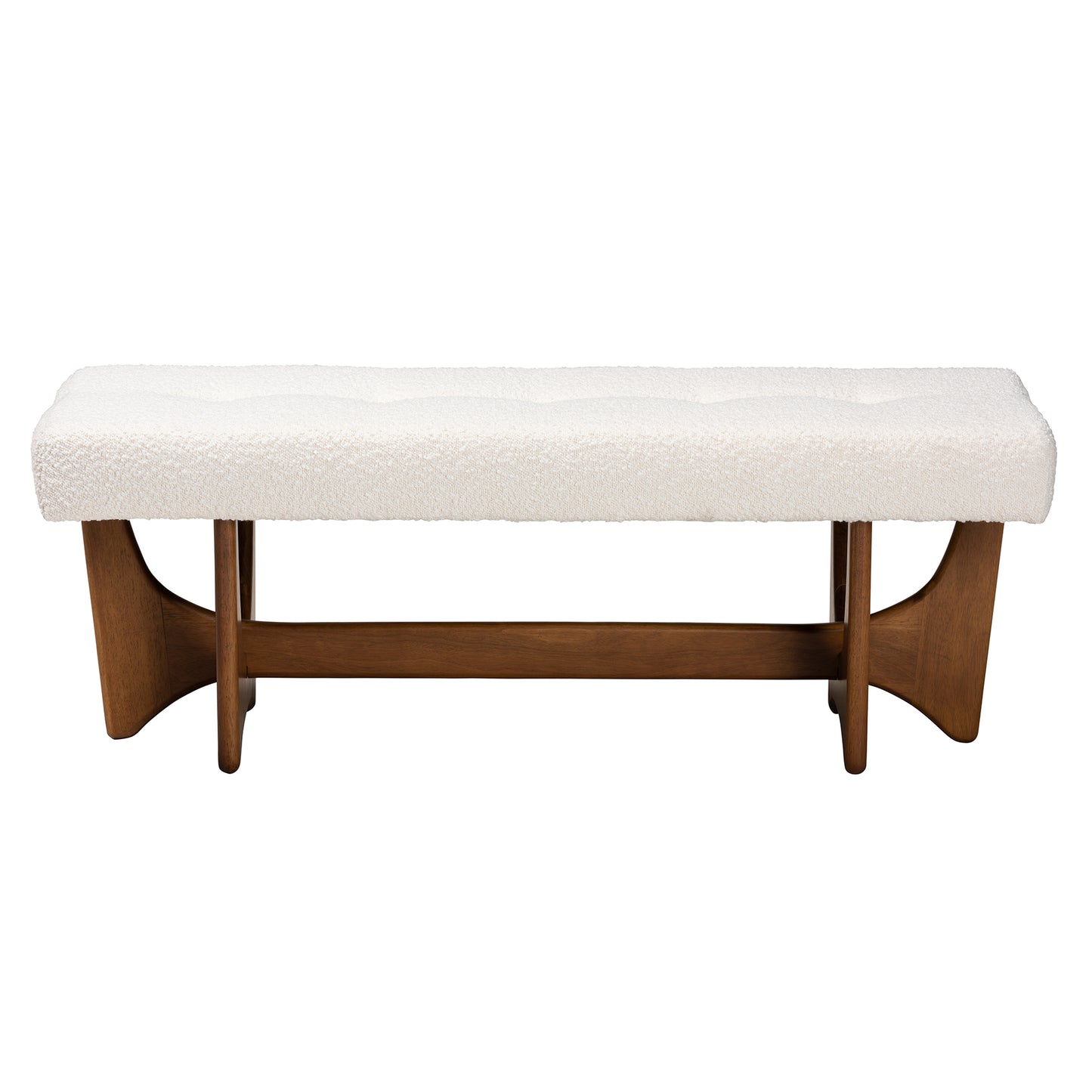 Baxton Studio Theo Japandi Cream Boucle Fabric and Walnut Brown Finished Wood Bench | Benches | Modishstore - 3