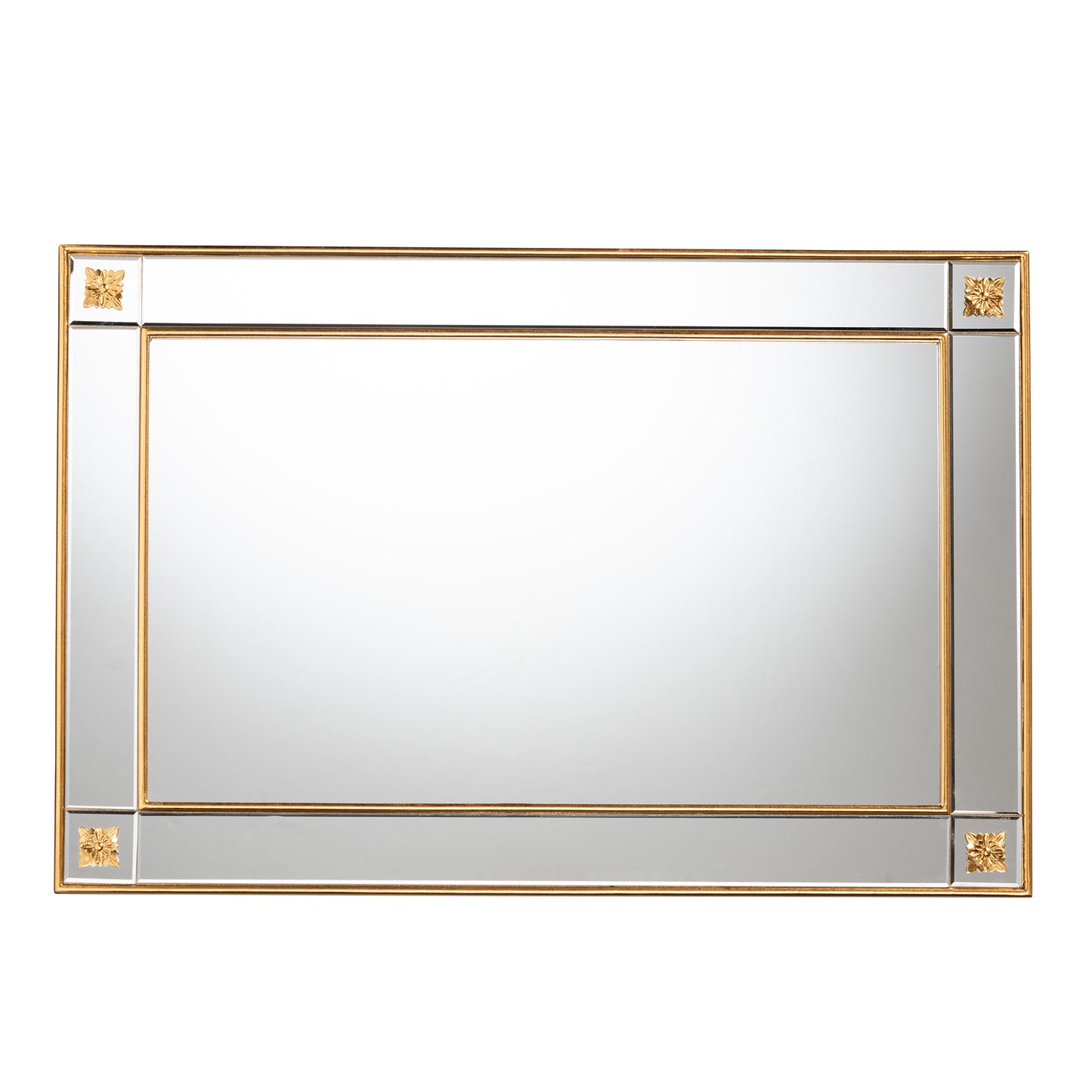 Baxton Studio Iara Modern Glam and Luxe Antique Goldleaf Finished Wood Accent Wall Mirror | Mirrors | Modishstore - 3