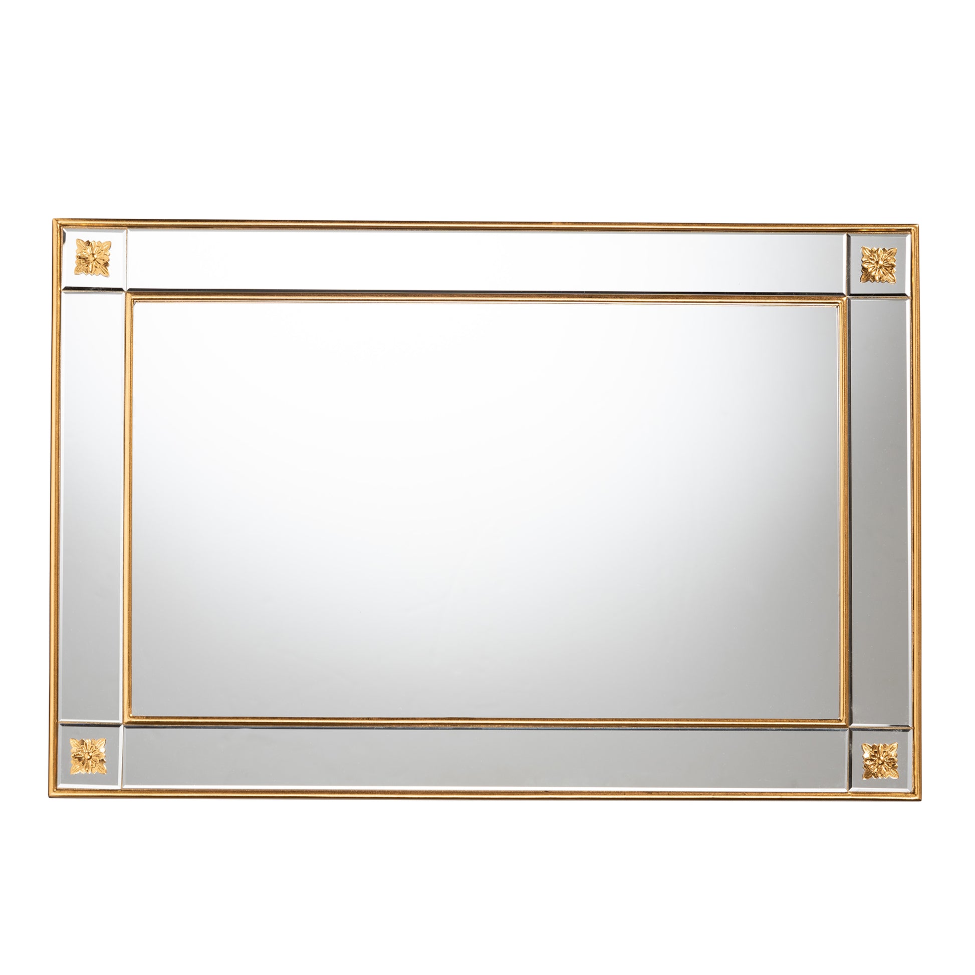 Baxton Studio Iara Modern Glam and Luxe Antique Goldleaf Finished Wood Accent Wall Mirror | Mirrors | Modishstore - 3