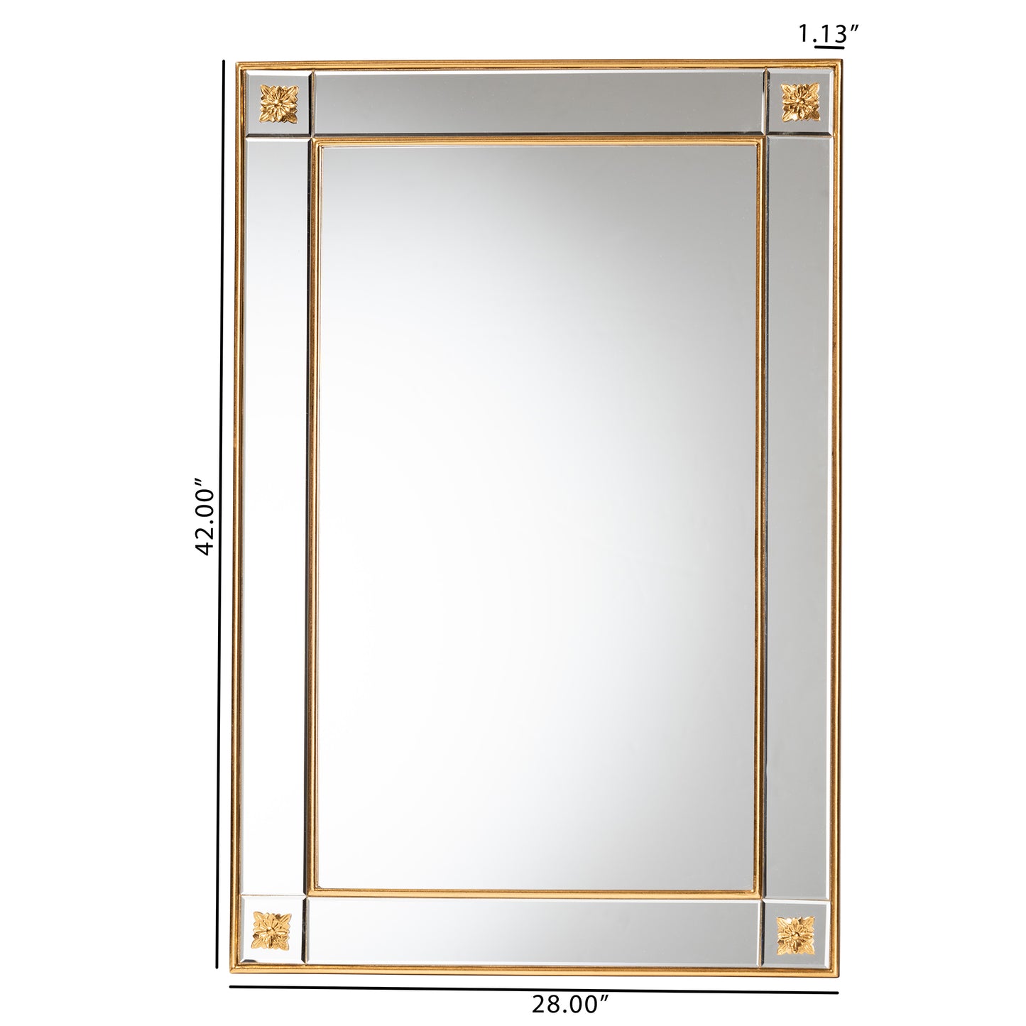 Baxton Studio Iara Modern Glam and Luxe Antique Goldleaf Finished Wood Accent Wall Mirror | Mirrors | Modishstore - 5